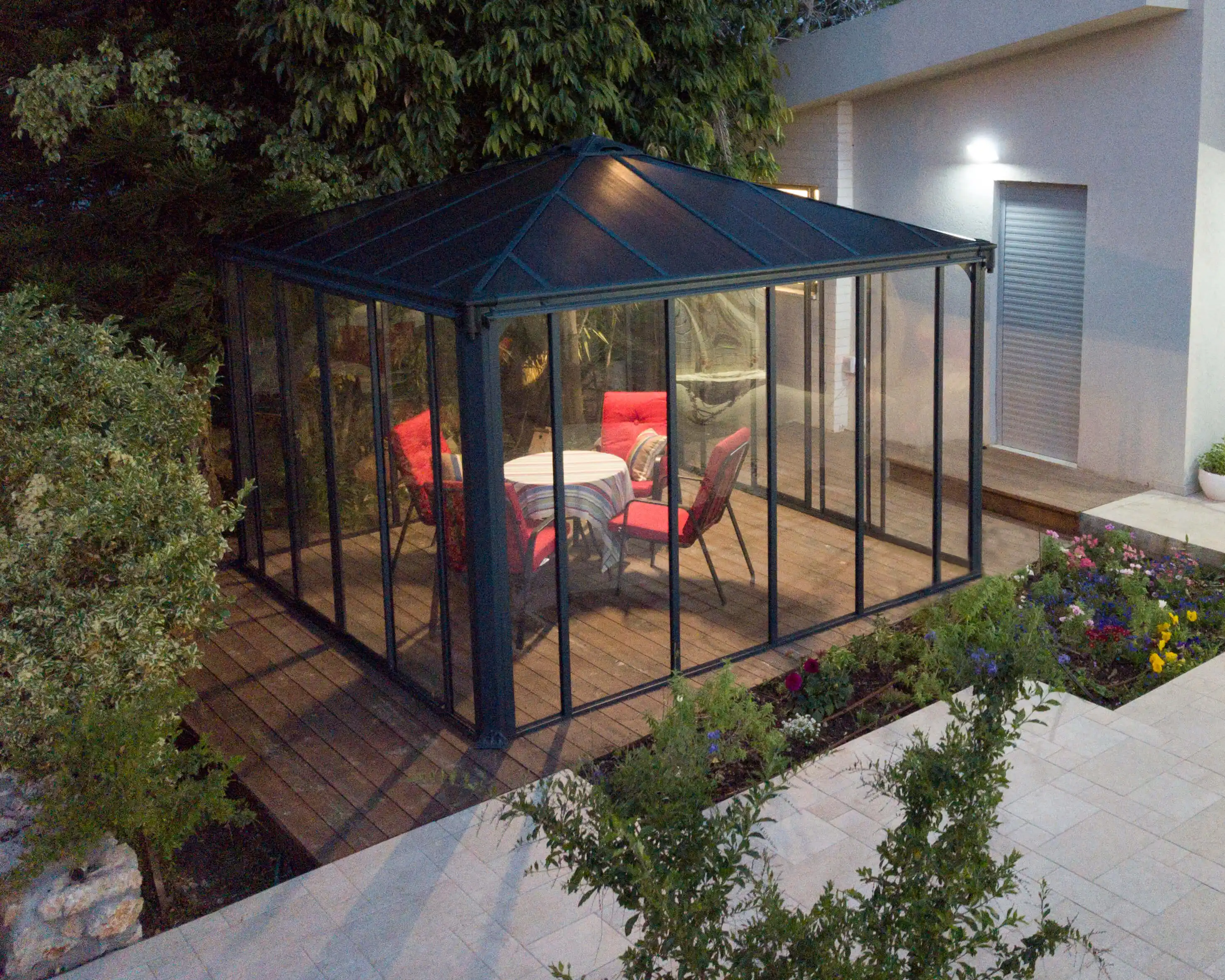 Canopia Ledro 360X360 cm Gesloten tuinpaviljoen Donkergrijs Brons-7290108136531 Canopia Ledro 360X360 cm Gesloten tuinpaviljoen Donkergrijs Brons