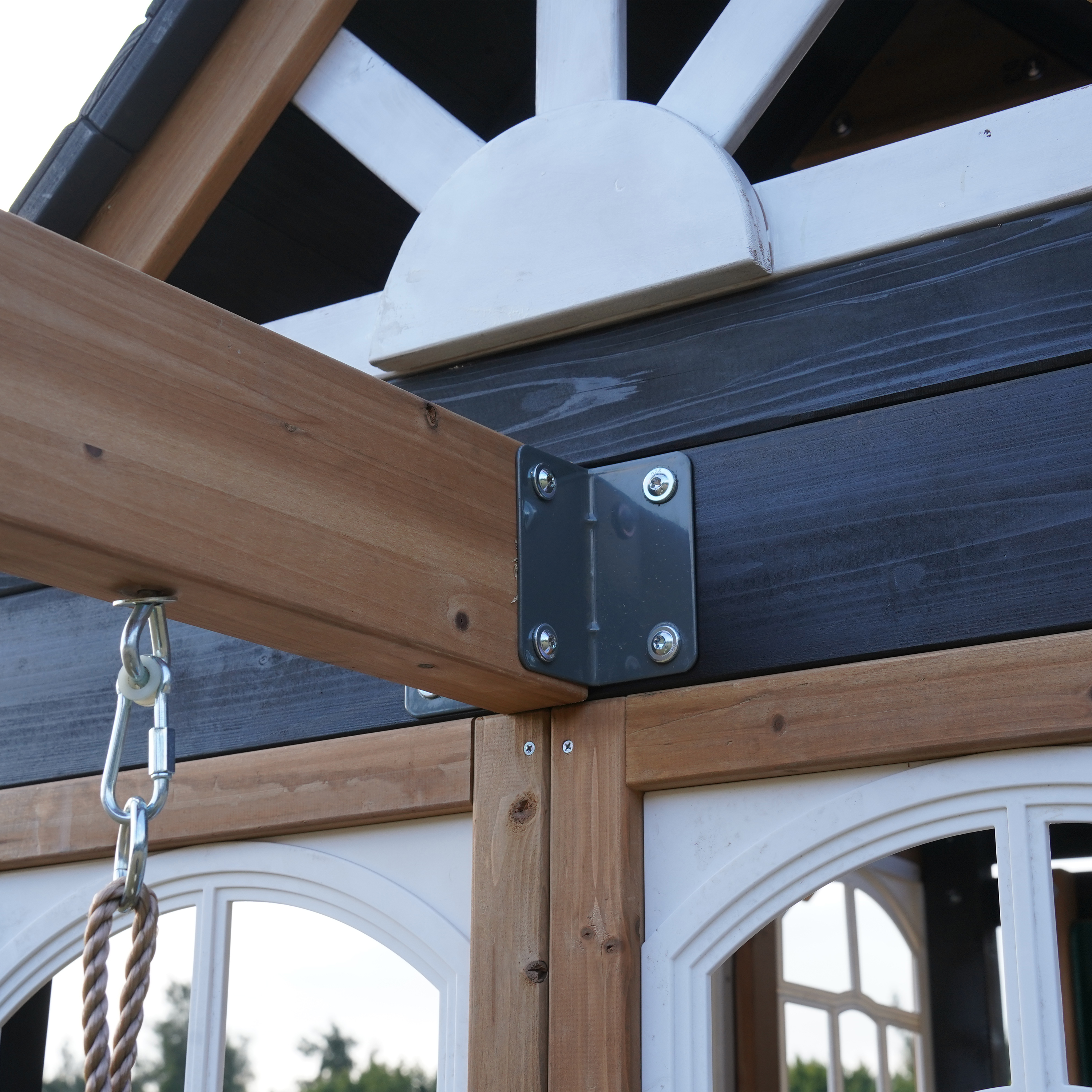 AXI Noud Climbing Frame with Playhouse, Swings, Trapeze and Climbing Wall – Pastel Blue Slide and Tube Slide