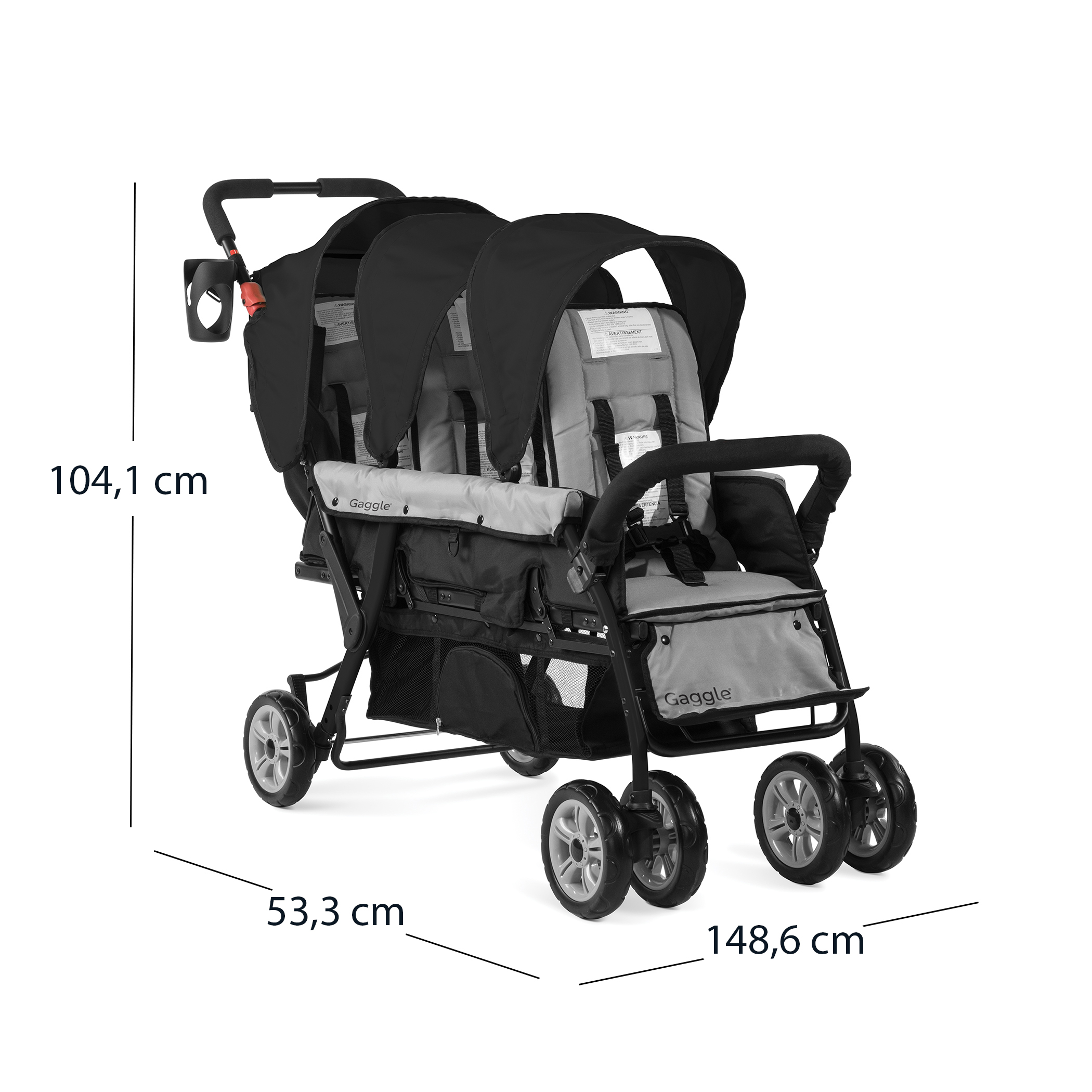 Gaggle Compass Stroller for 3 Children - Black-0849801001164 Gaggle Compass Stroller for 3 Children - Black
