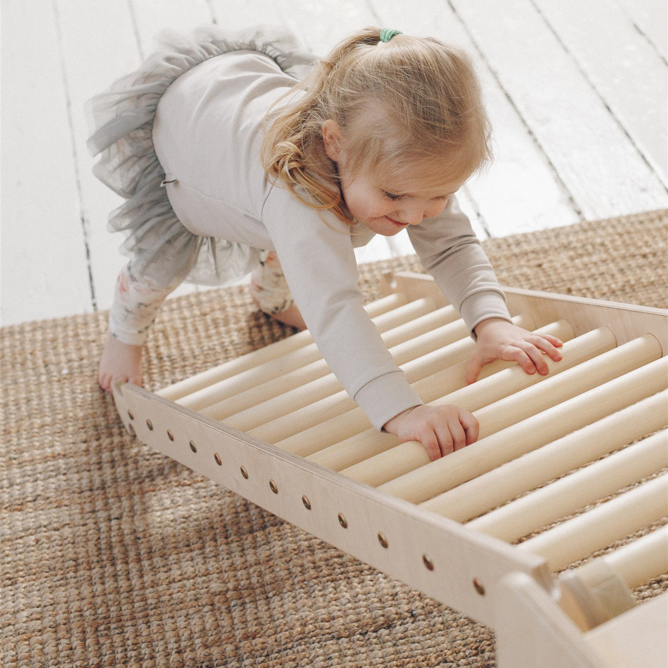 KateHaa Houten Klimdriehoek met Ladder Naturel-4751038481007 KateHaa Houten Klimdriehoek met Ladder Naturel