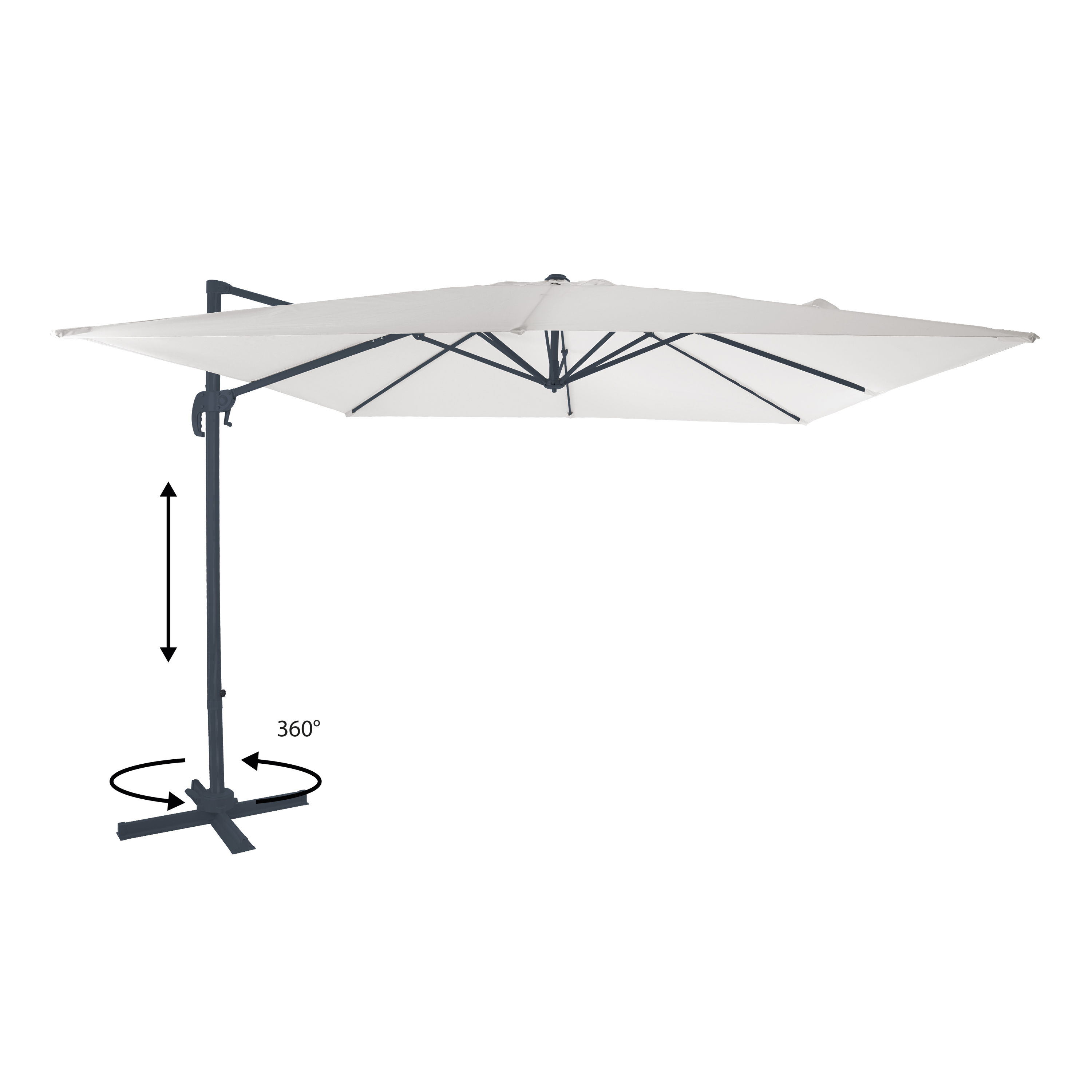 AXI Nima Parasol déporté 300x300cm Anthracite/Beige 