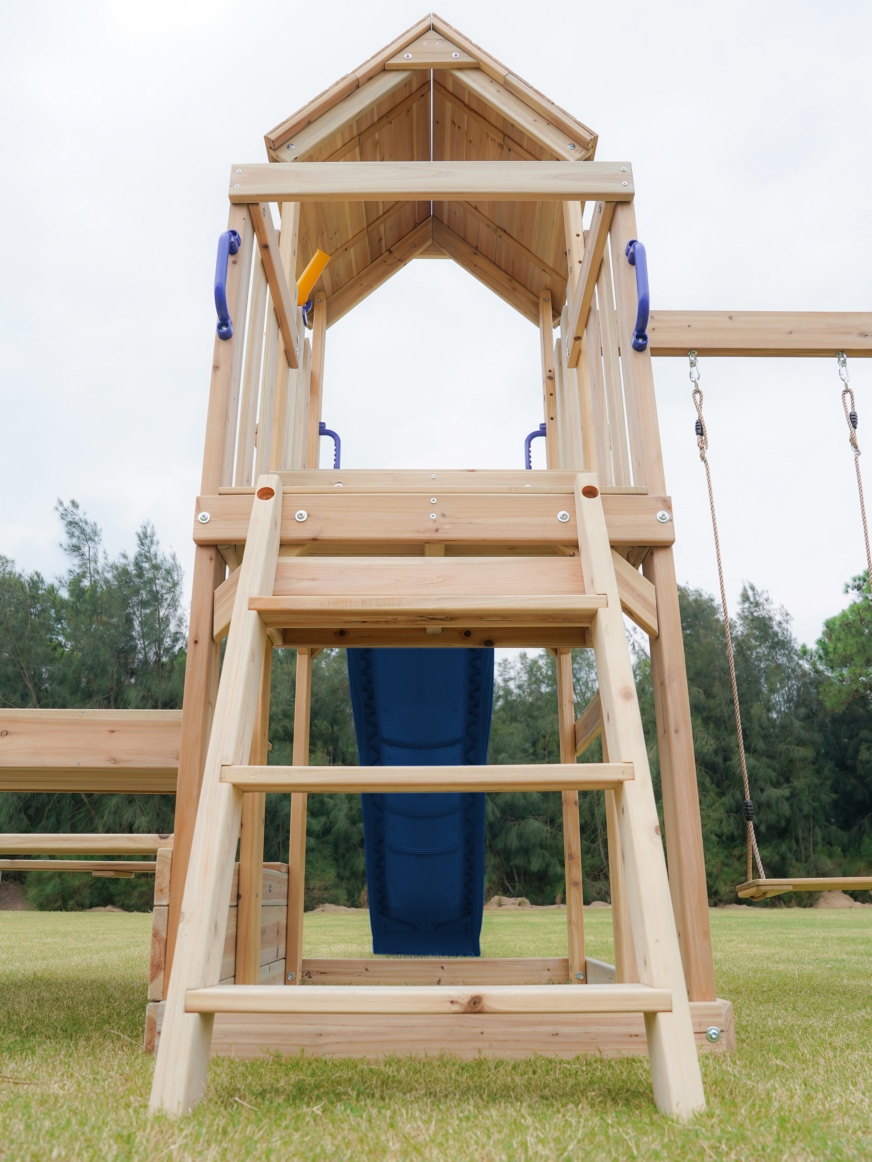 AXI Mette Playground with Double Swing Brown - Blue Slide 