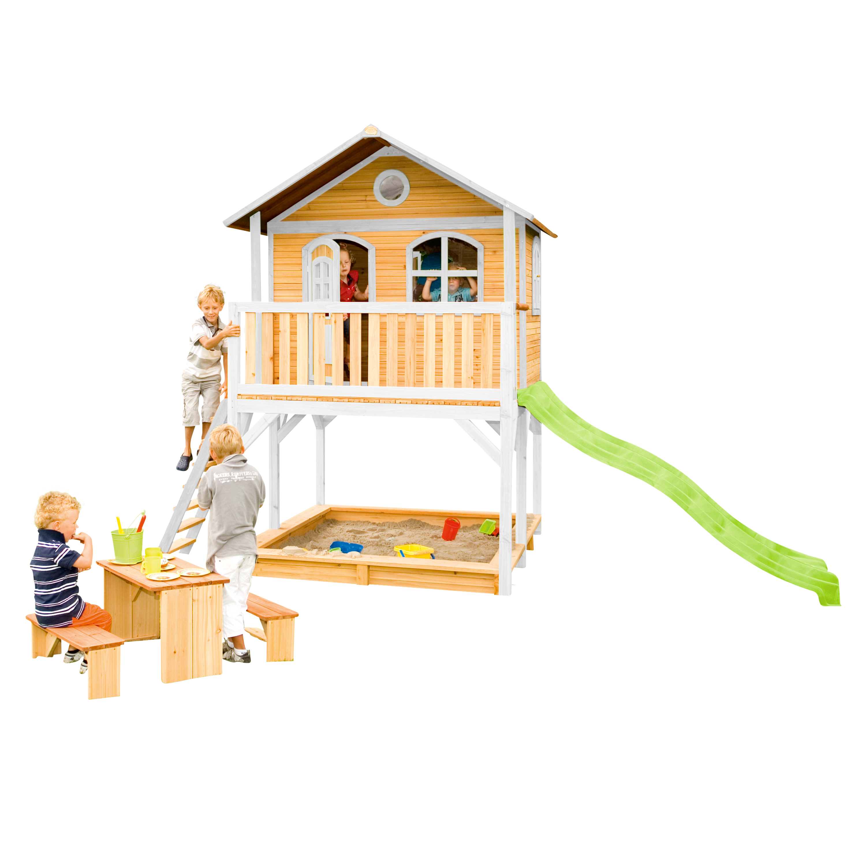 AXI Marc Playhouse Brown/White - Lime Green Slide