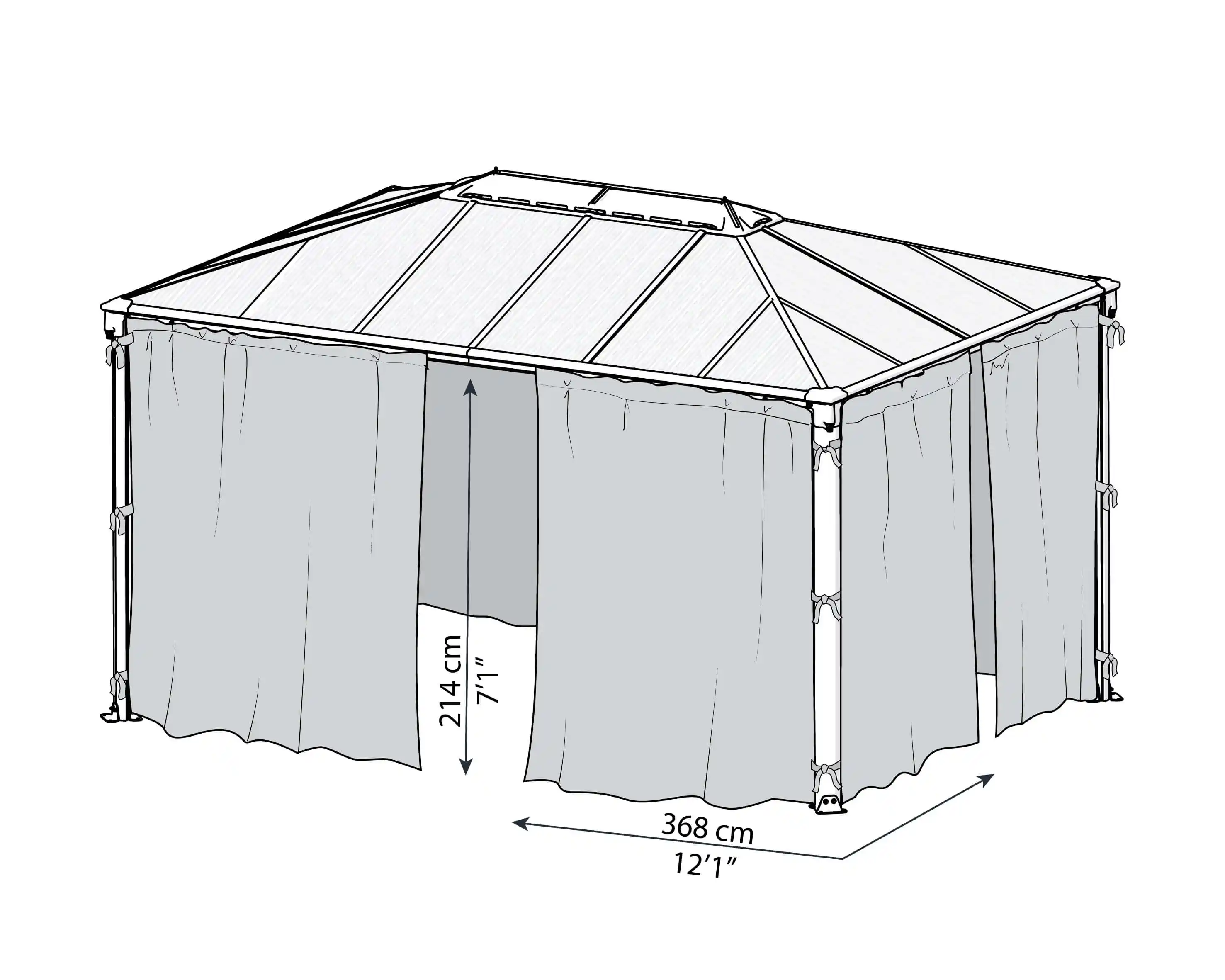 Canopia Gordijnset voor tuinpaviljoen 3X3.6 Donkergrijs-7290108130744 Canopia Gordijnset voor tuinpaviljoen 3X3.6 Donkergrijs