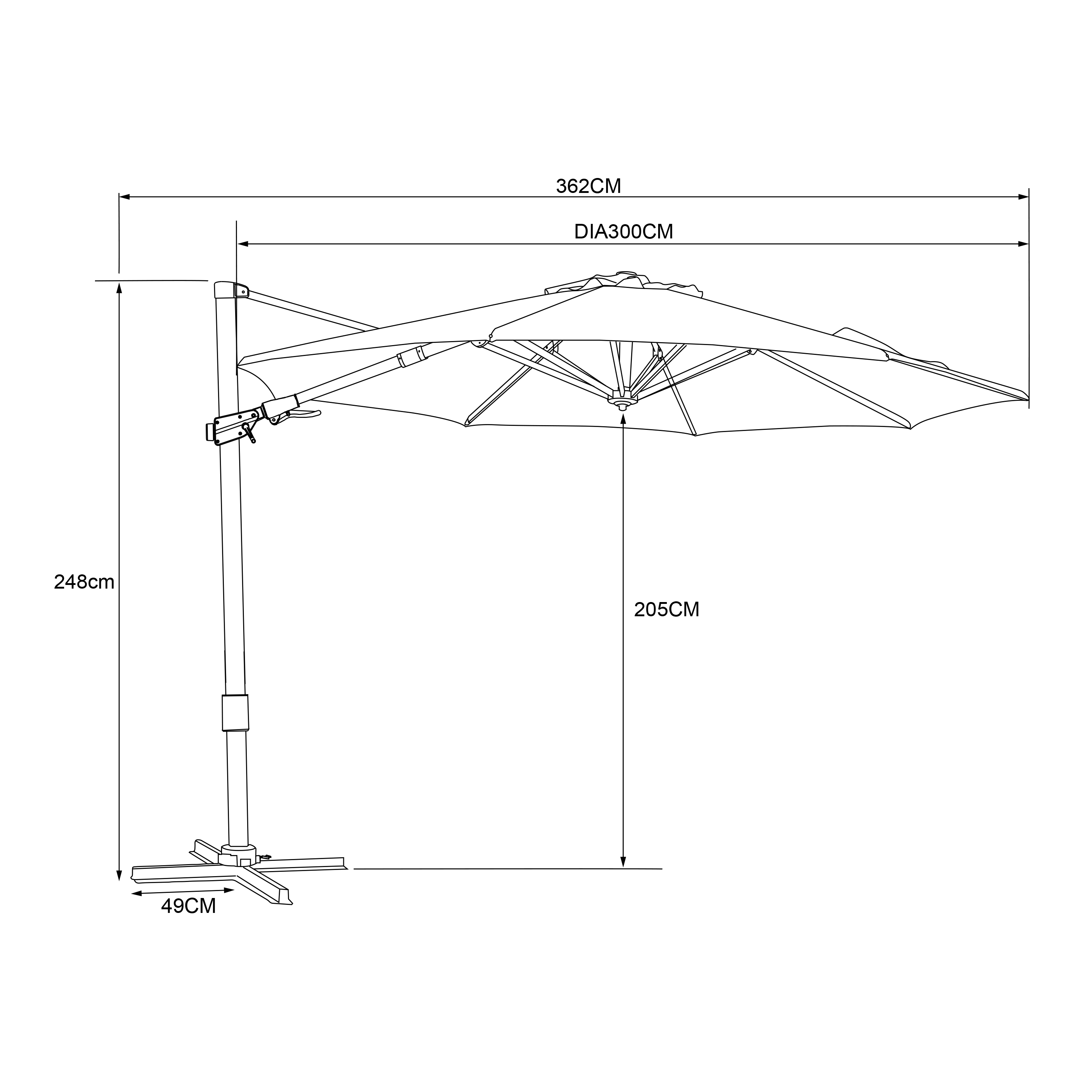 AXI Cyrus Premium Parasol déporté Ø 300cm Blanc/beige