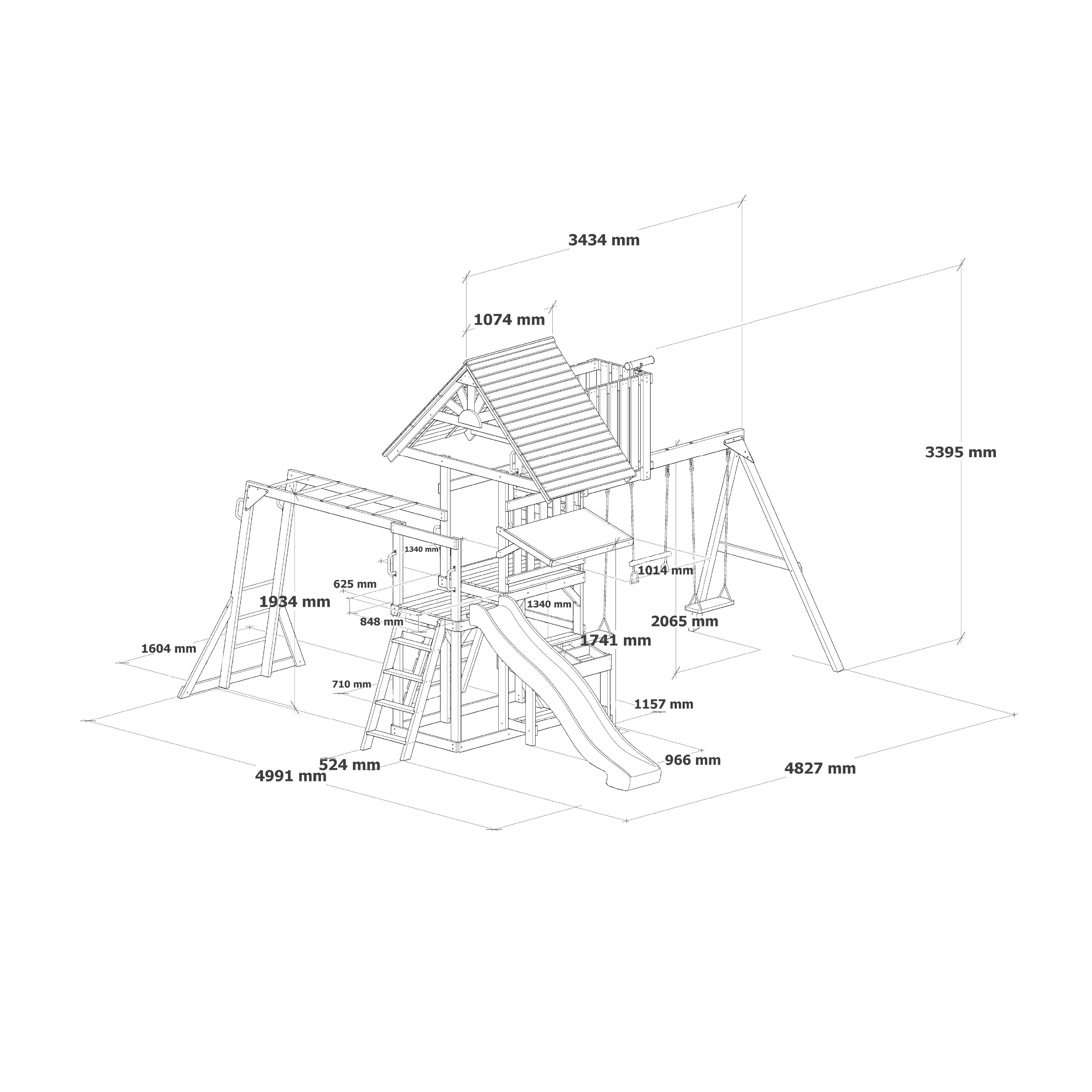 AXI Mitch Climbing Frame with Double Swing, Trapeze and Lookout Tower – Green Slide