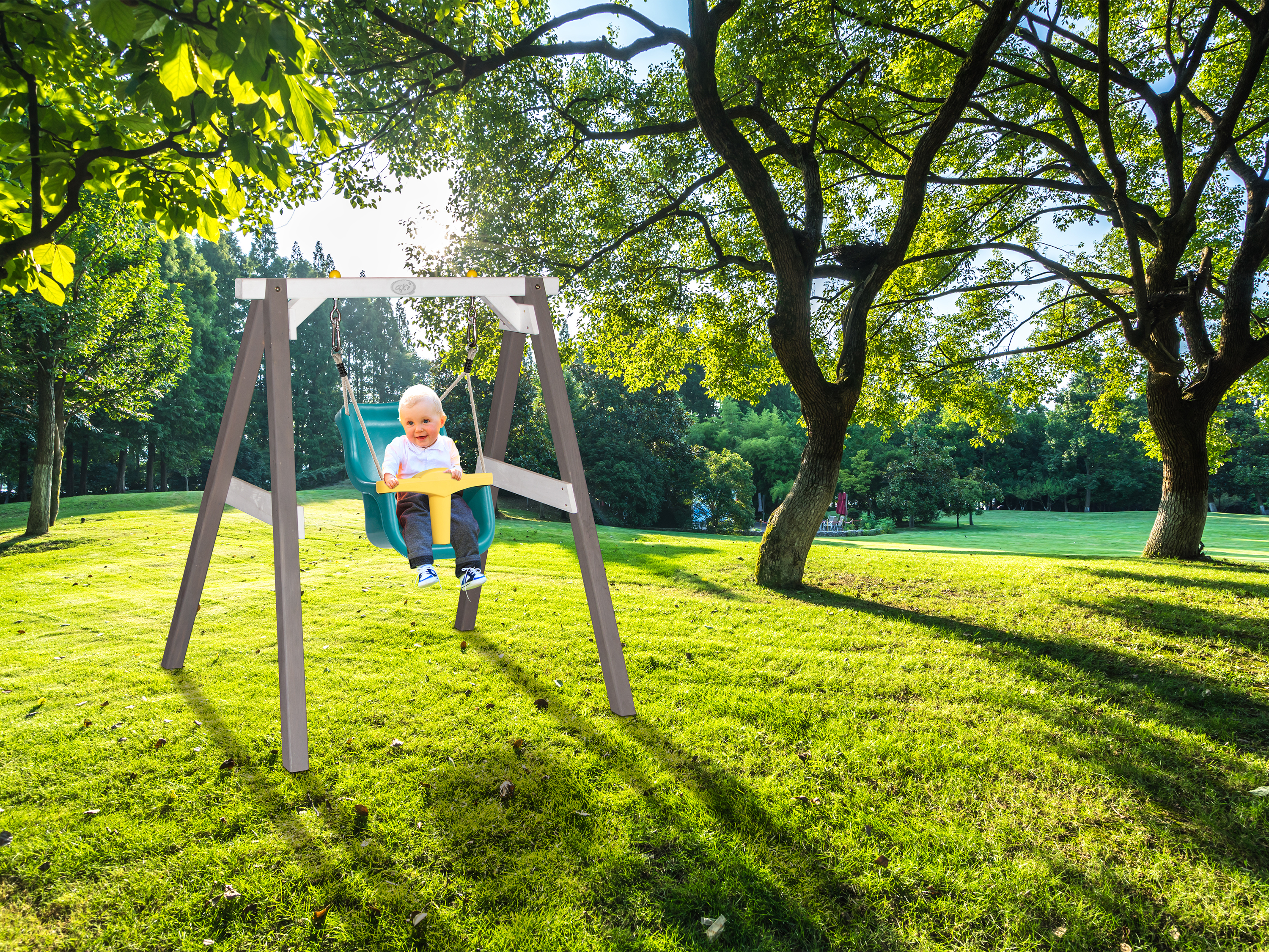 AXI Baby Swing - Grey/White - Seat Turquoise/Yellow