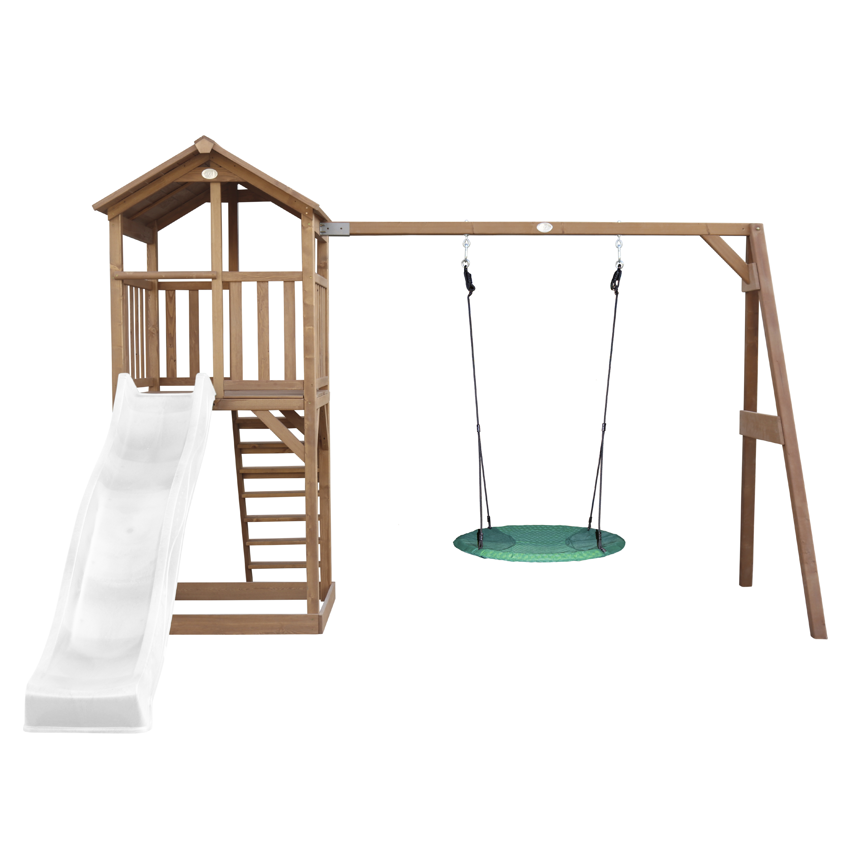 AXI Beach Tower with Summer Nest Swing Set Brown - White Slide-8717973939115 AXI Beach Tower with Summer Nest Swing Set Brown - White Slide