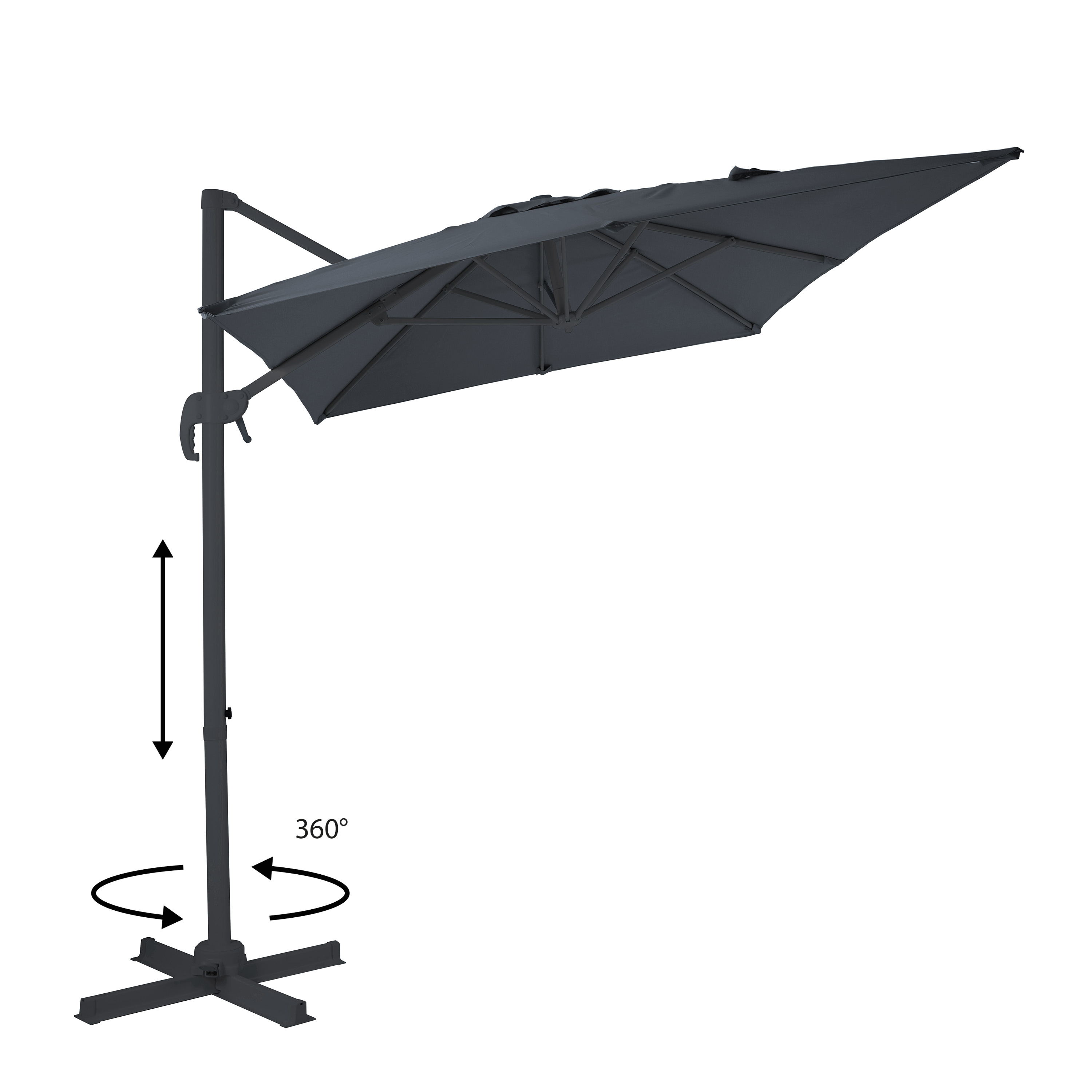 AXI Coco Parasol déporté 200x300cm Anthracite/gris 