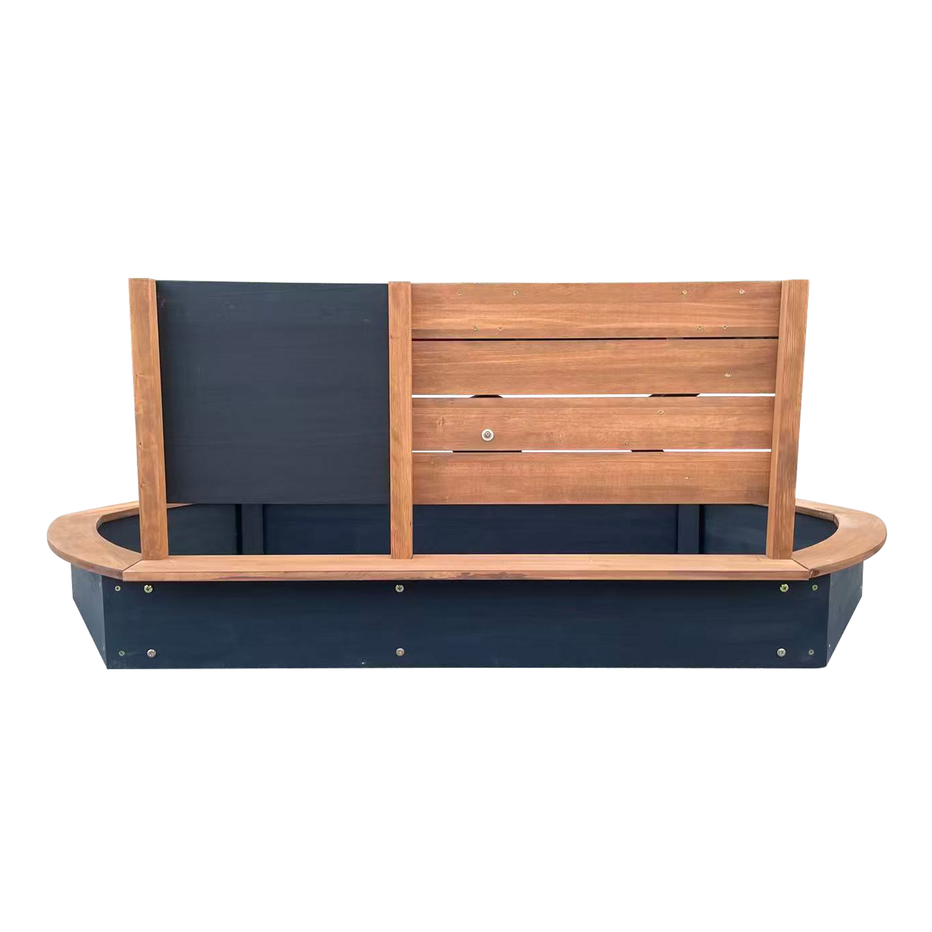 AXI Joey Sandbox Oval with Play wall and Chalkboard - 158 x 91 cm - Brown/Anthracite