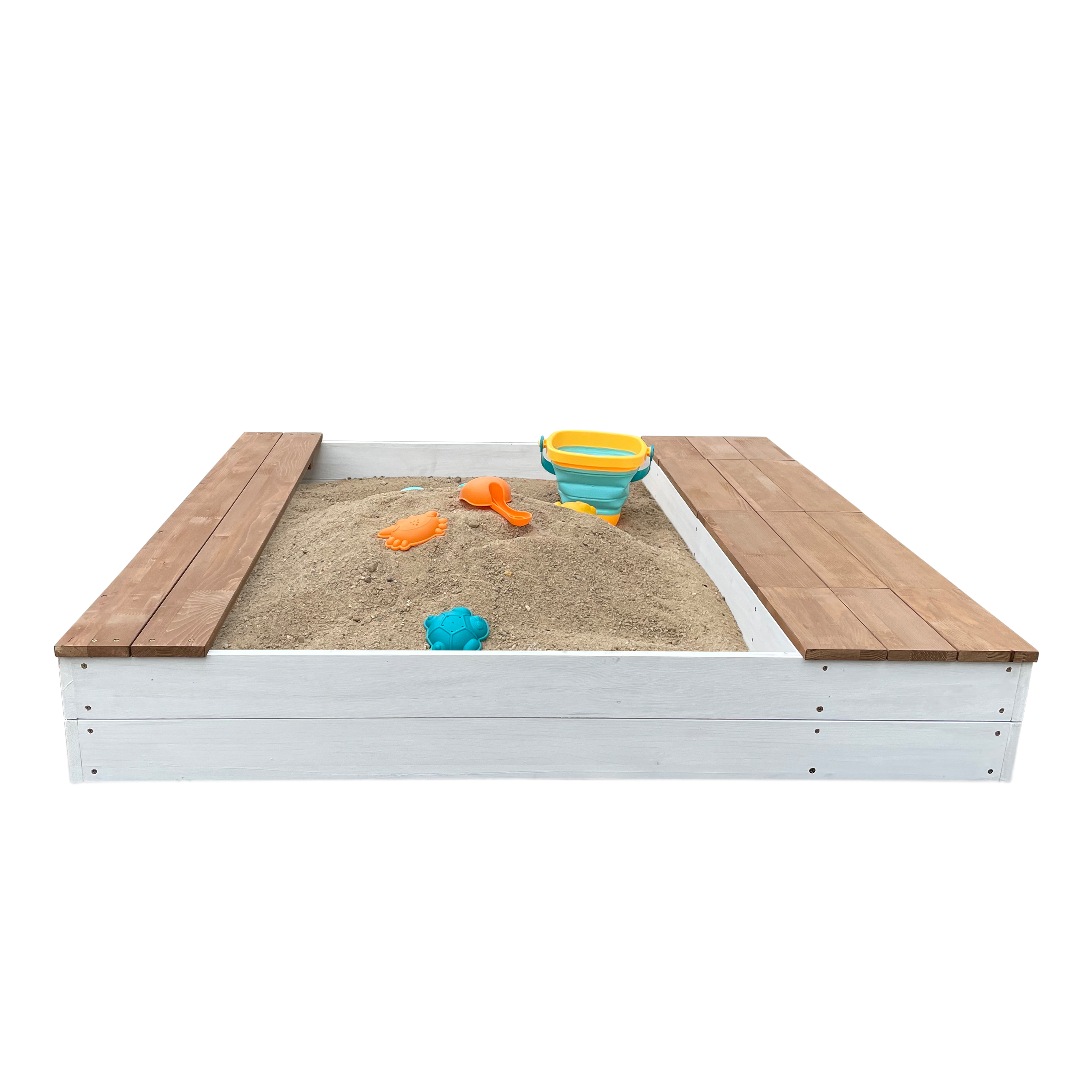 AXI Evy Sandbox with Bins and Storage - 119 x 117 cm - White/Brown