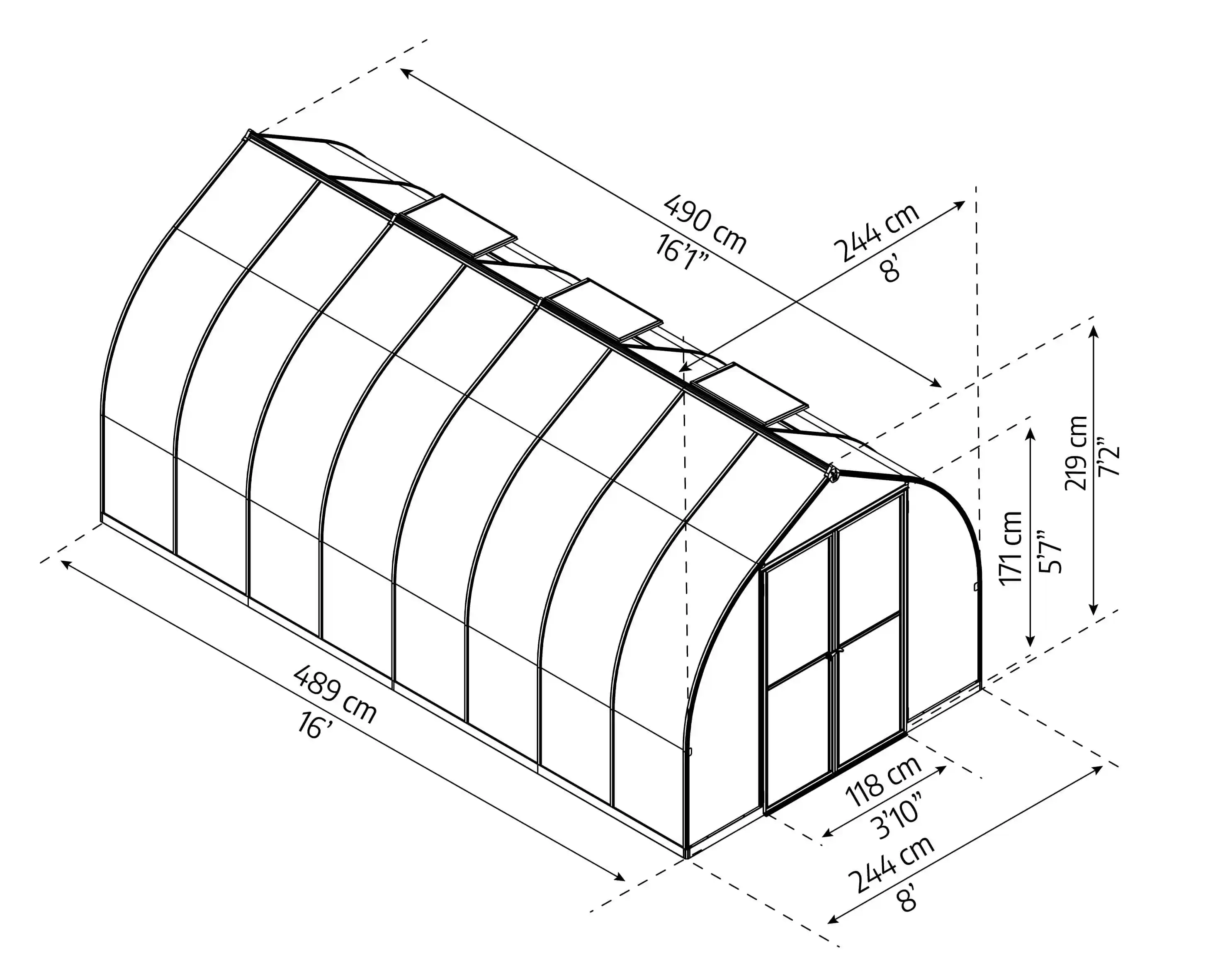 Canopia Bella 490X244X219 cm erre de jardin Multi-panneaux Argent