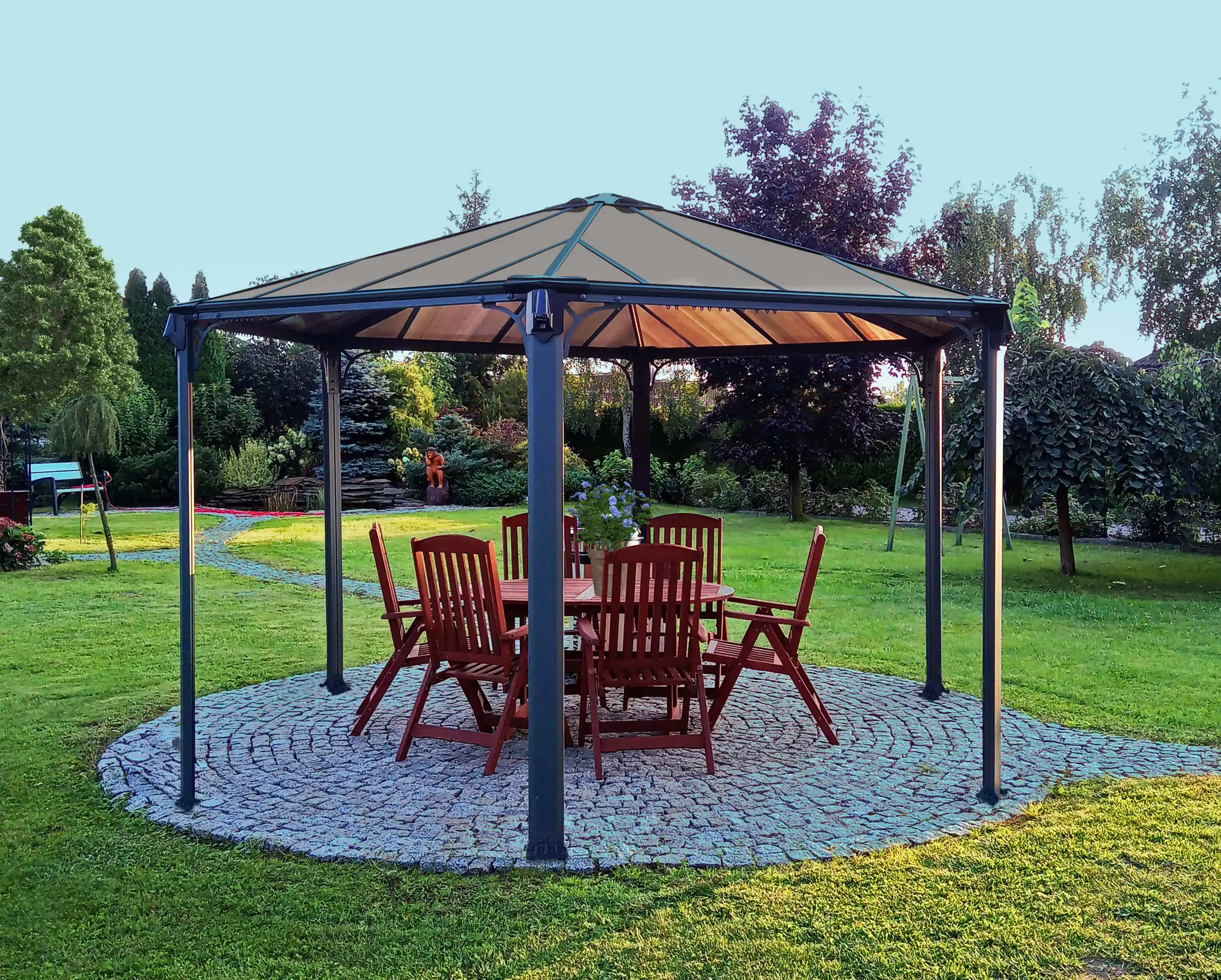 Canopia Monaco 390X450X290 cm Tuinpaviljoen Donkergrijs Brons-7290108130232 Canopia Monaco 390X450X290 cm Tuinpaviljoen Donkergrijs Brons