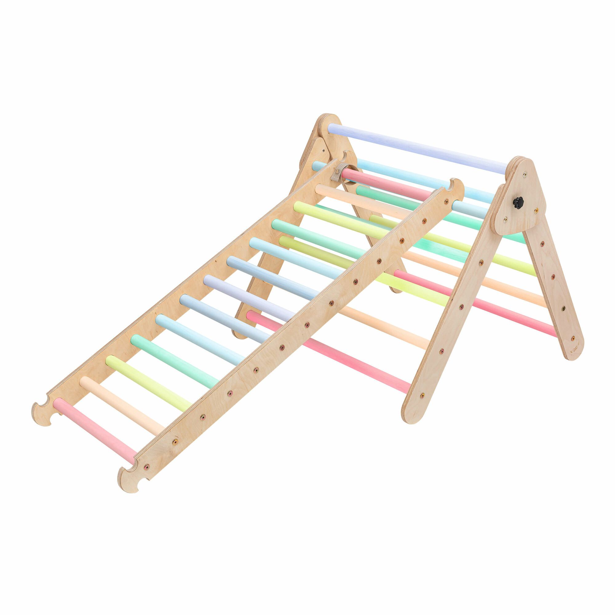 KateHaa Houten Klimdriehoek met Ladder en Klimwand Pastel-4751038481113 KateHaa Houten Klimdriehoek met Ladder en Klimwand Pastel