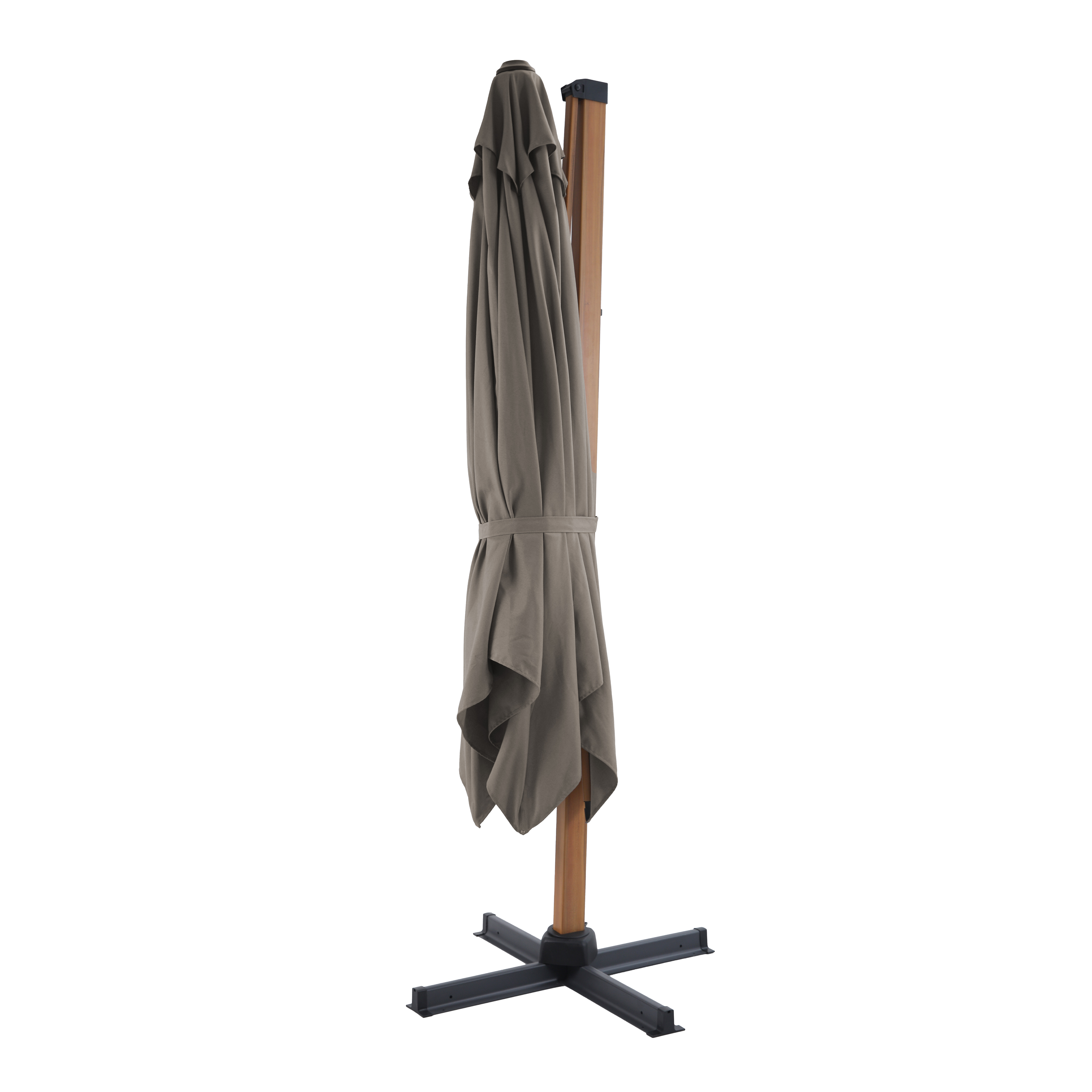 AXI Apollo Premium Parasol déporté 300x300cm aspect Bois/Taupe