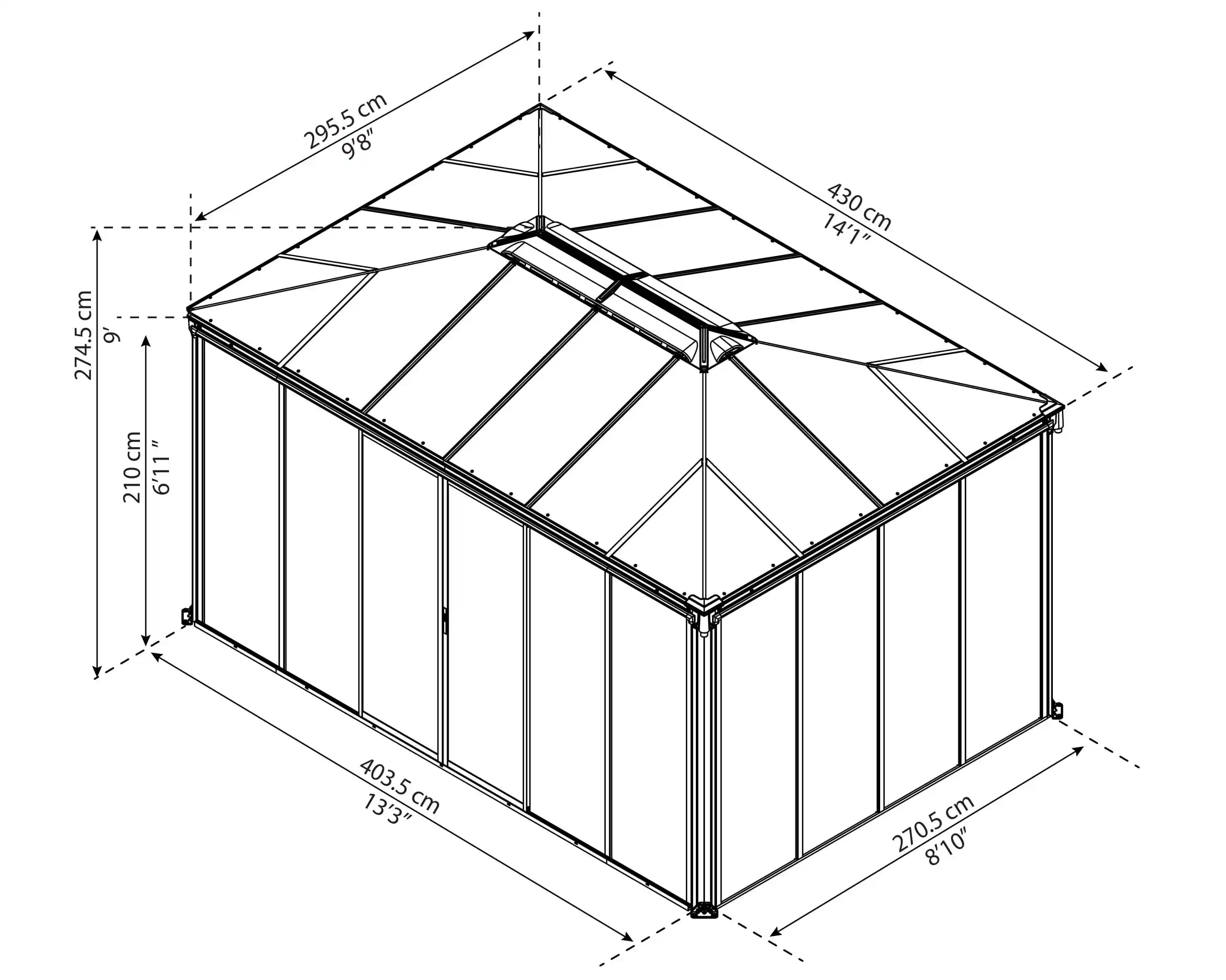 Canopia Ledro 430X296 cm Gesloten tuinpaviljoen Donkergrijs Brons-7290108139648 Canopia Ledro 430X296 cm Gesloten tuinpaviljoen Donkergrijs Brons