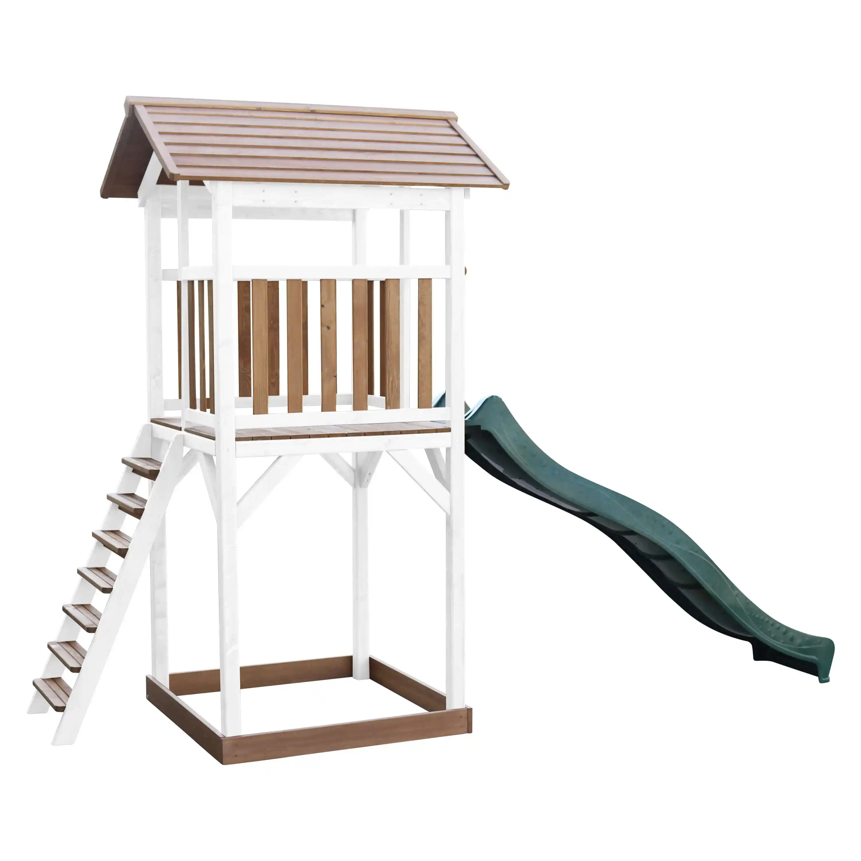 AXI Beach Tower Aire de jeux Marron/Blanche - Toboggan Vert