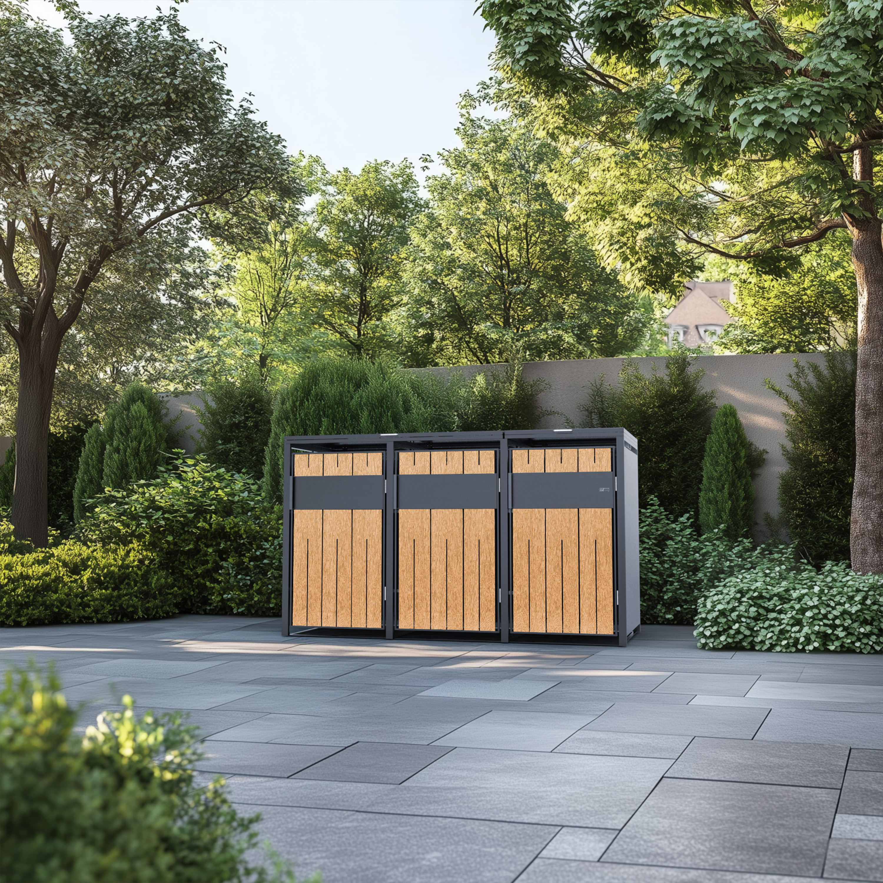 AXI Luke Metal Garbage Bin Shed - 3 Garbage Bins