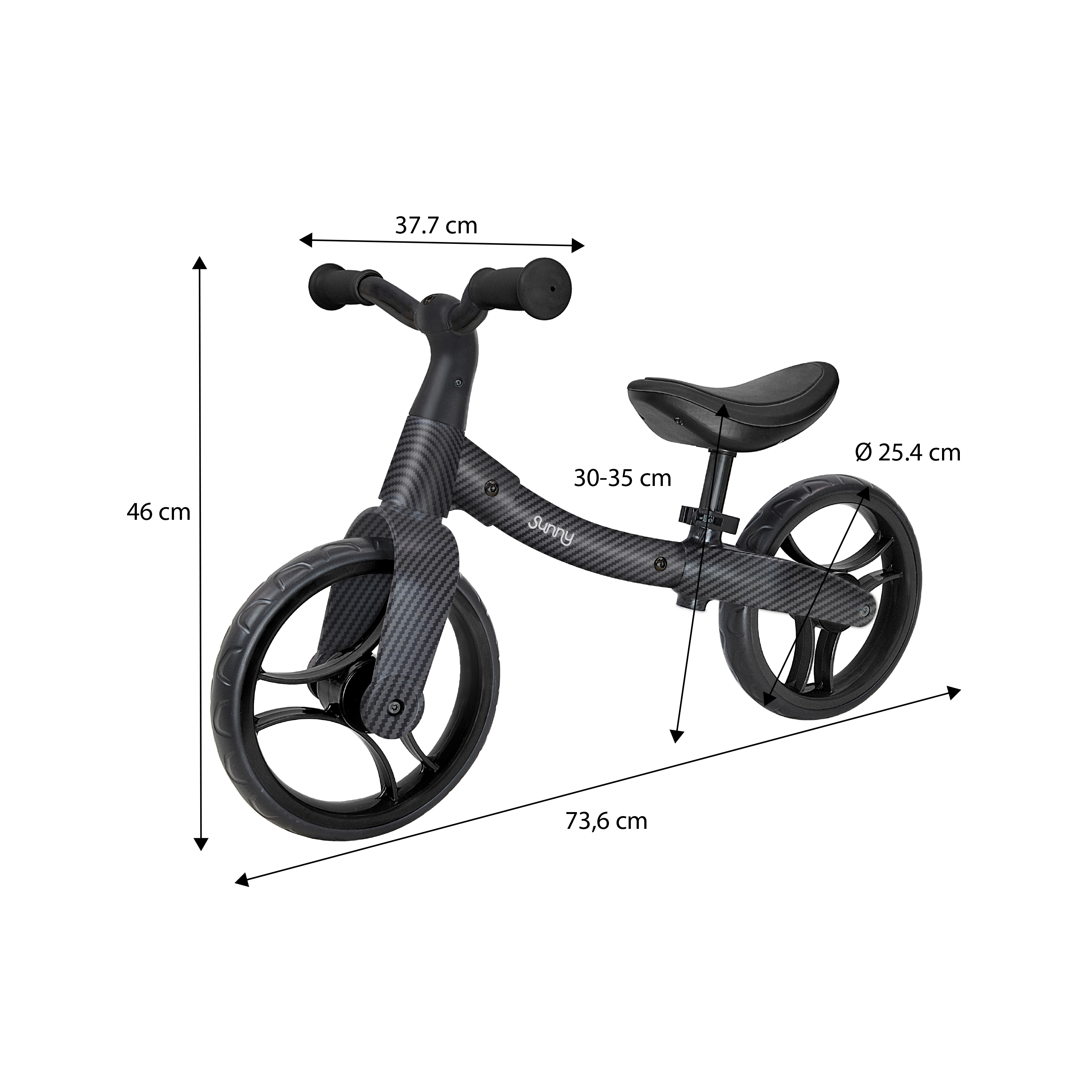 Sunny Balance Bike 3000 Draisienne en métal avec look en fibre de carbone