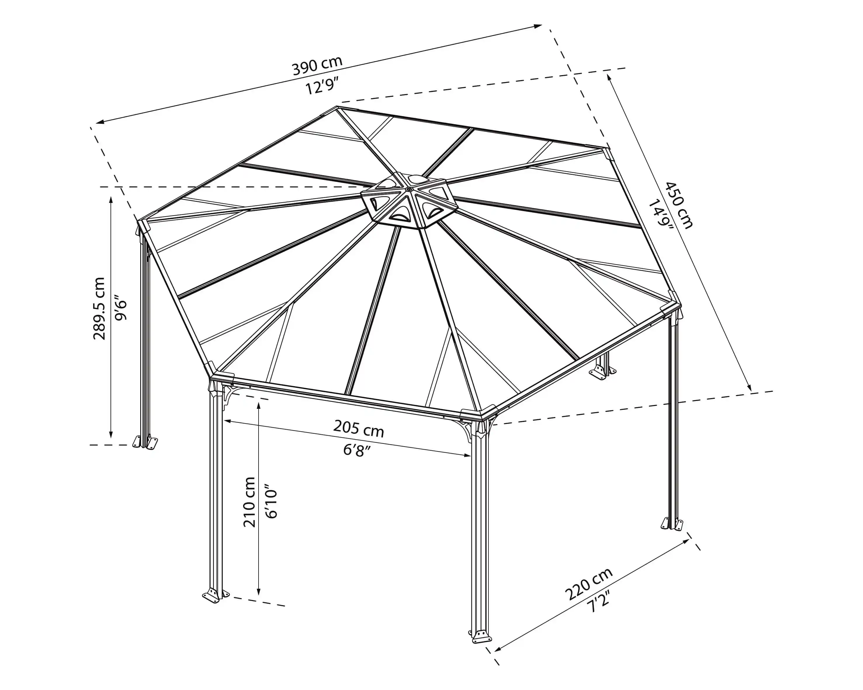 Canopia Monaco 390X450X290 cm Tuinpaviljoen Donkergrijs Brons-7290108130232 Canopia Monaco 390X450X290 cm Tuinpaviljoen Donkergrijs Brons