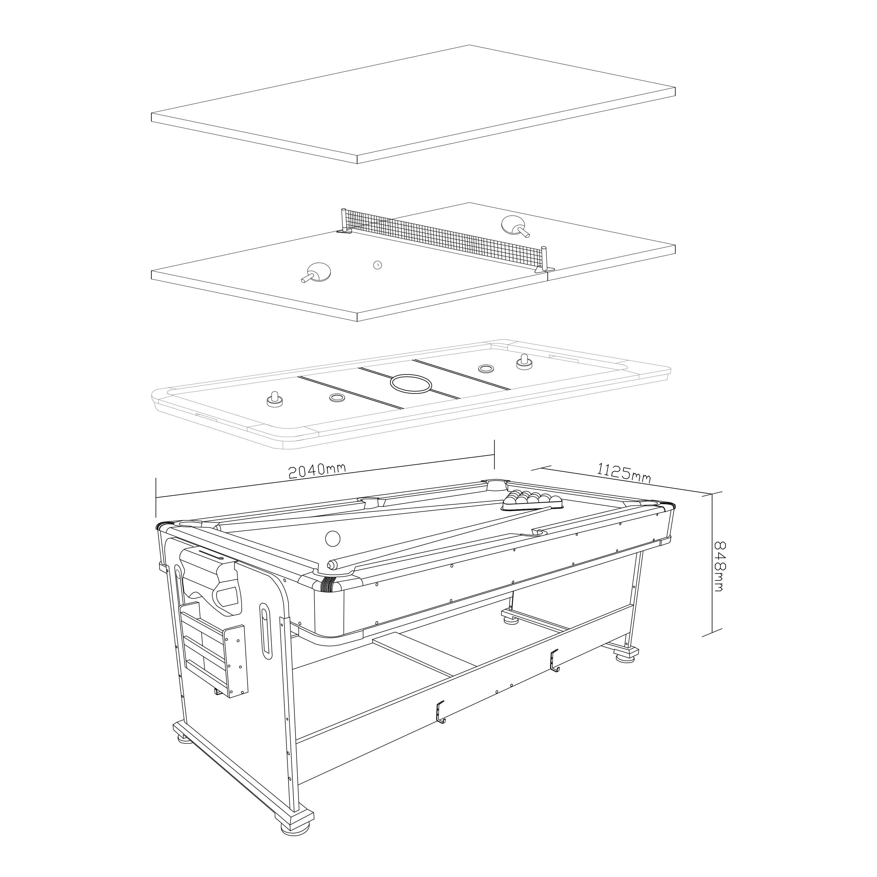 Cougar 4-en-1 Table Multi Jeux Noire