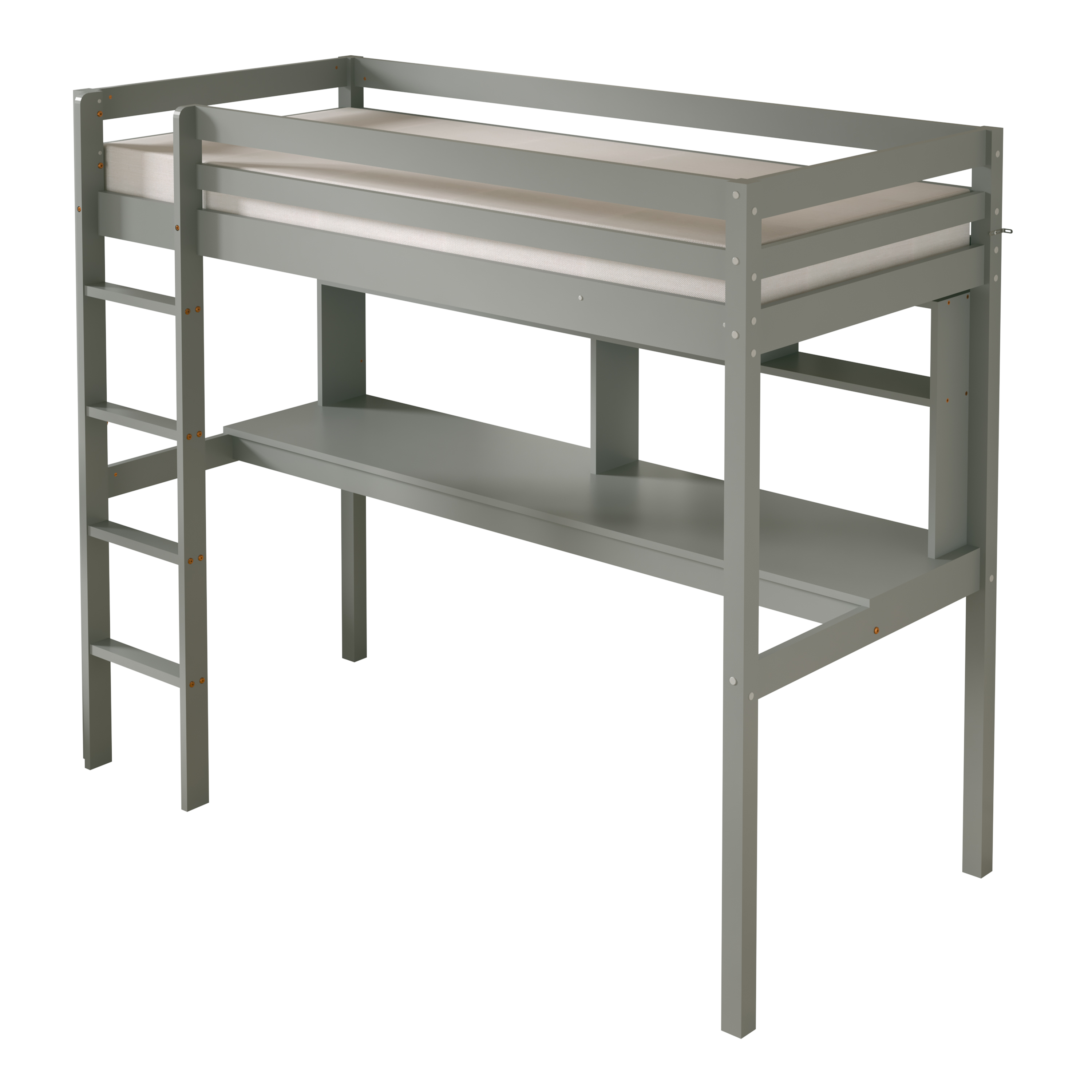 Sunny Sil Loft Bed with Desk Grey – Without Mattress-8720365068737 Sunny Sil Loft Bed with Desk Grey – Without Mattress