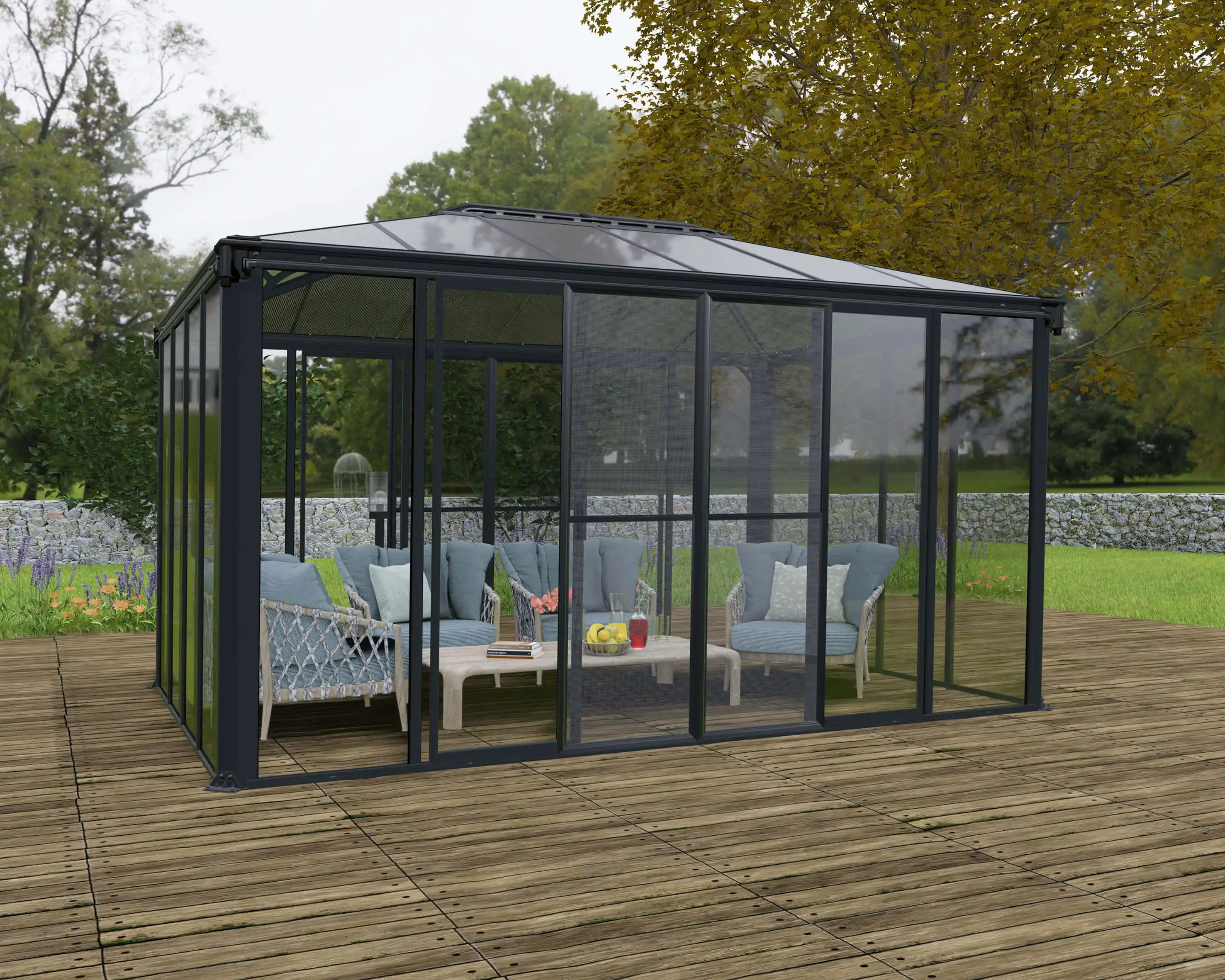 Canopia Ledro 430X296 cm Gesloten tuinpaviljoen Donkergrijs Brons-7290108139648 Canopia Ledro 430X296 cm Gesloten tuinpaviljoen Donkergrijs Brons