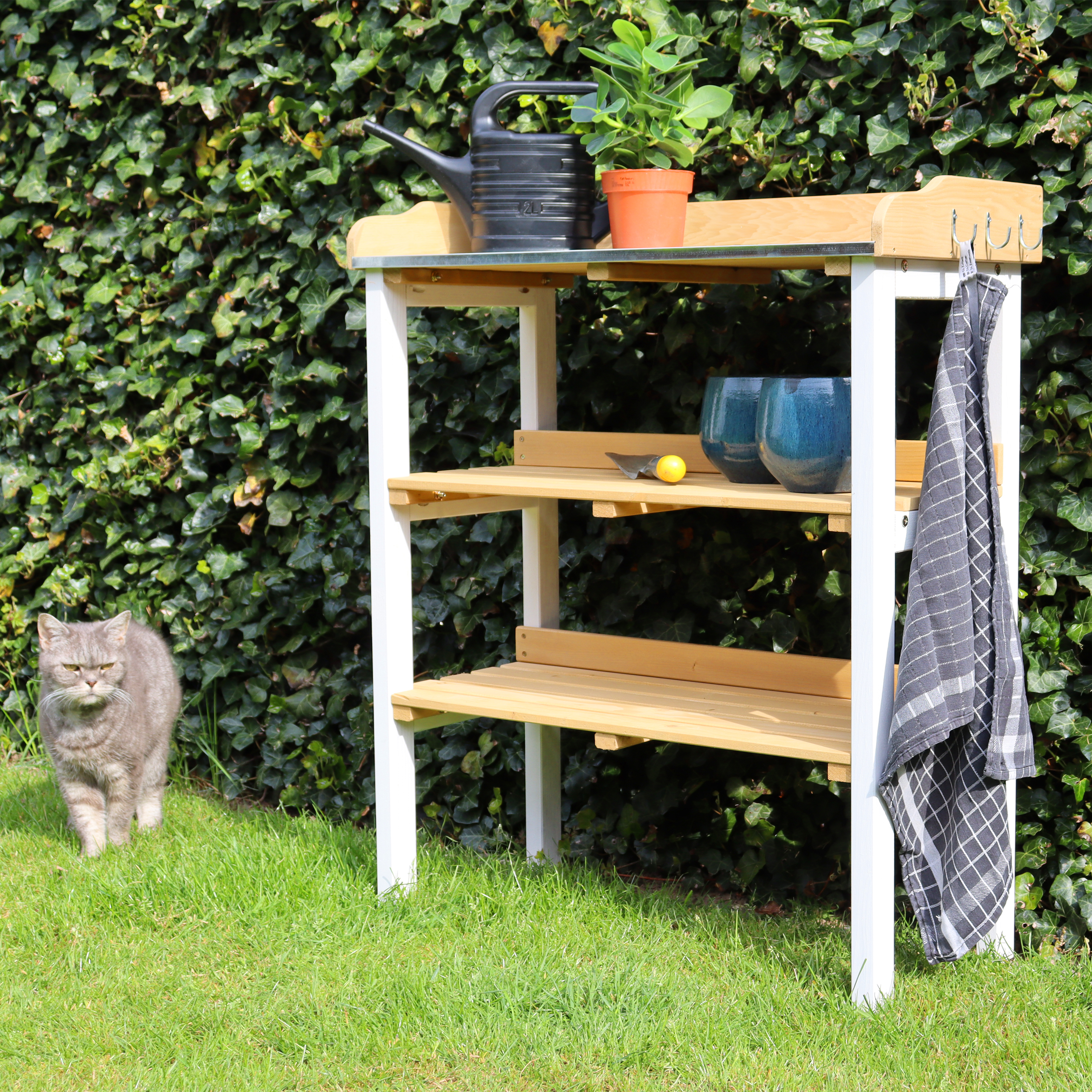 AXI Oppottafel met opbergplanken Bruin/wit-8717973938163 AXI Oppottafel met opbergplanken Bruin/wit