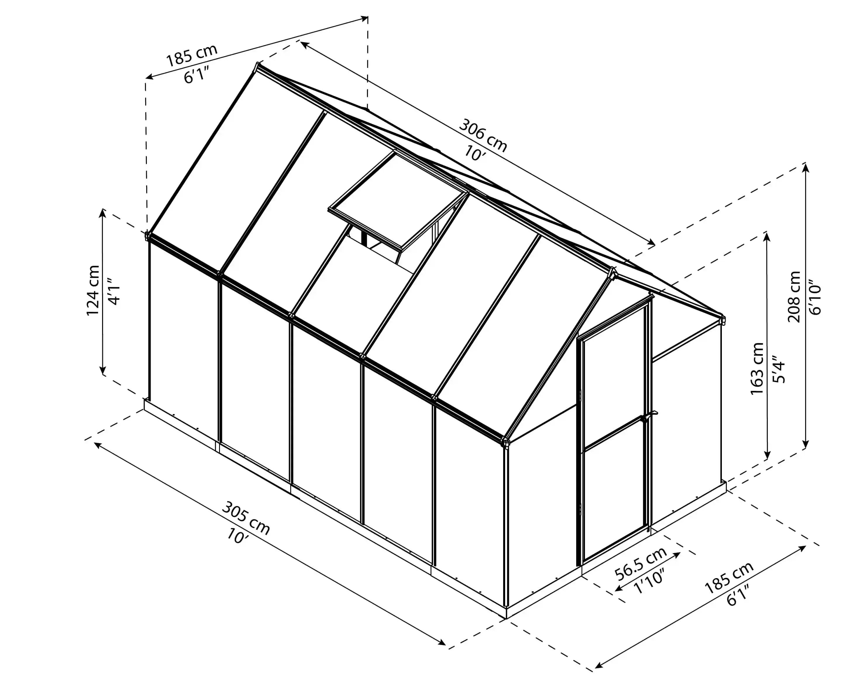 Canopia Mythos 306X185X208 cm Serre de jardin Verte à panneaux multiples