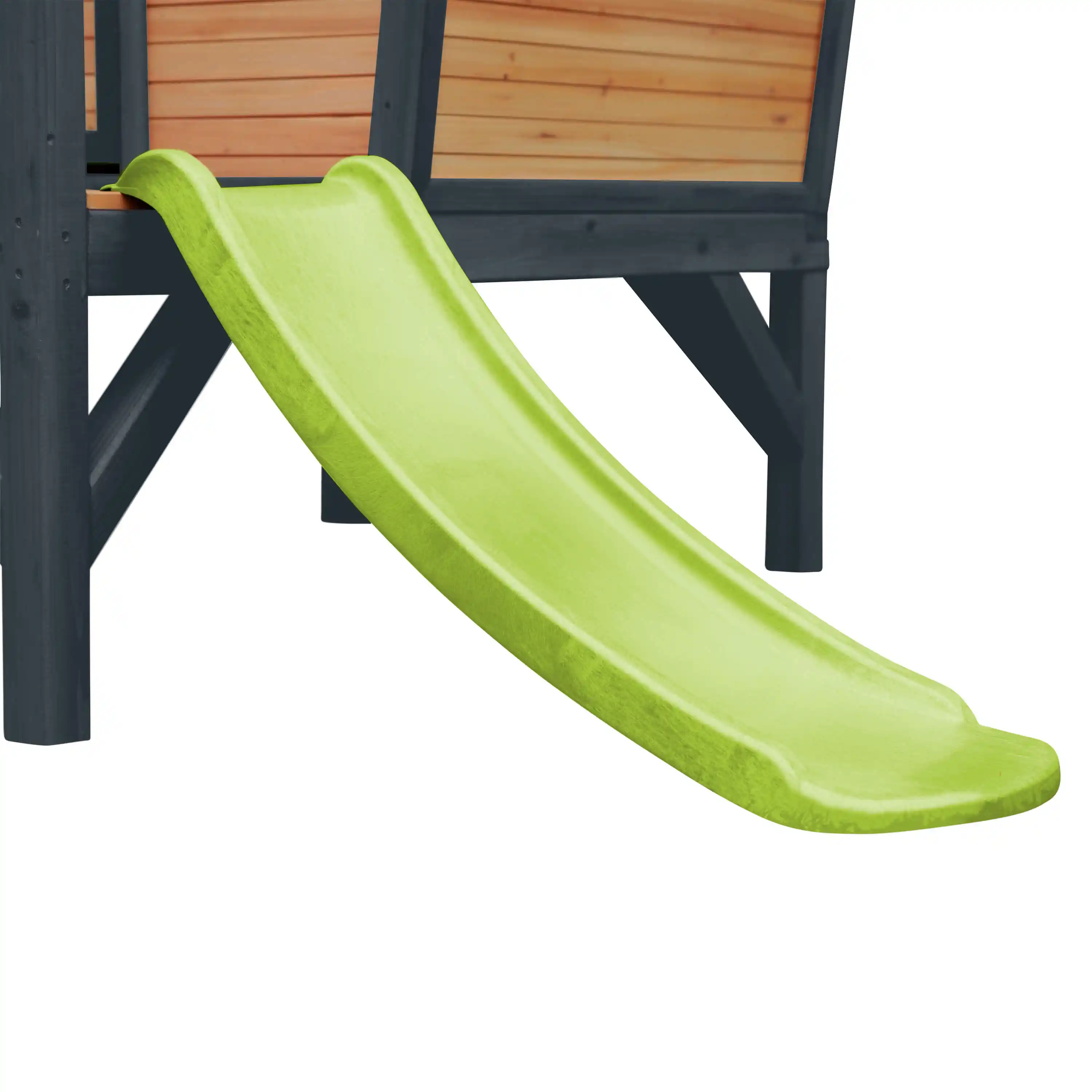 AXI Robin Maisonnette en bois Marron/Anthracite - Toboggan Vert Citron