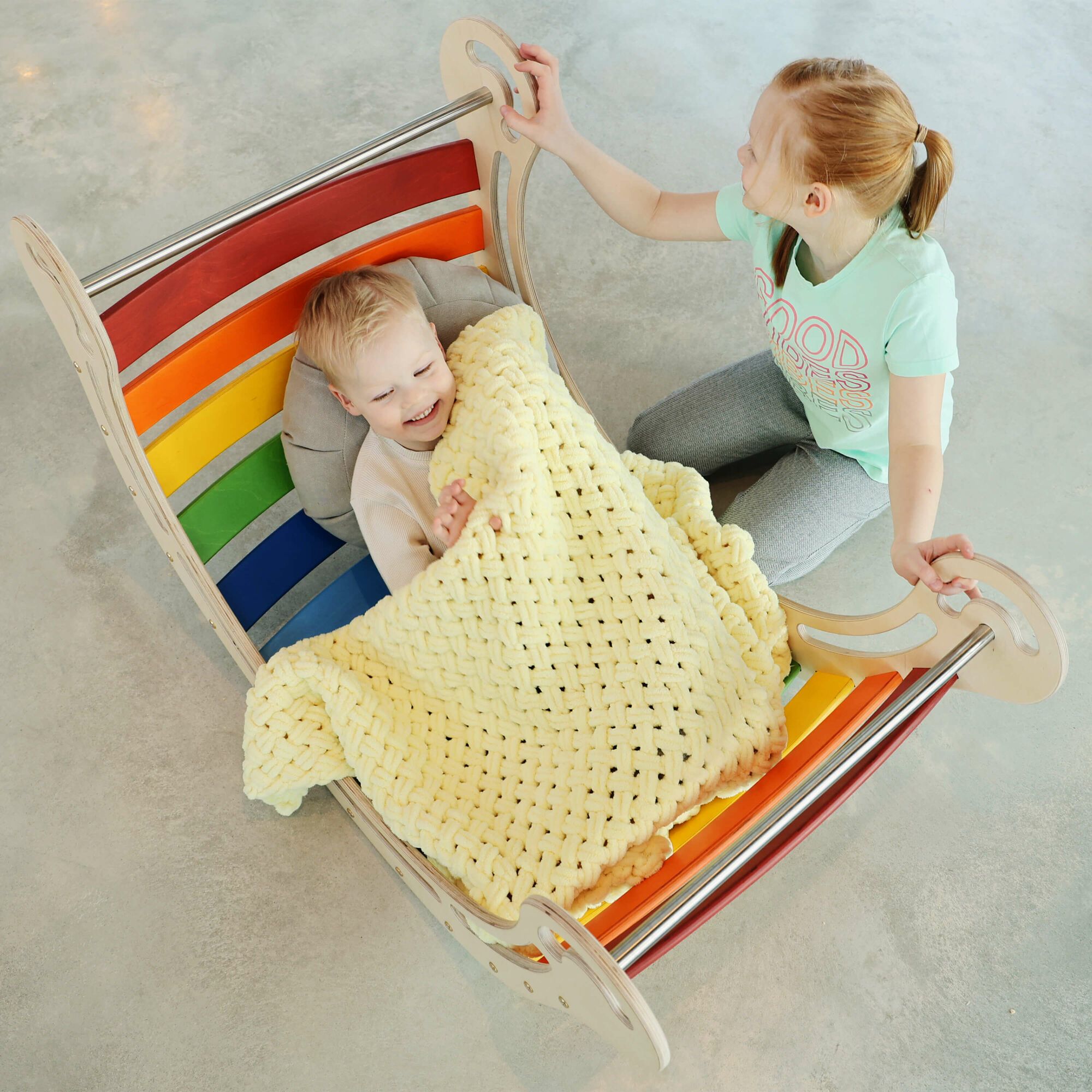 KateHaa Houten XXL Waldorf Rocker Regenboog