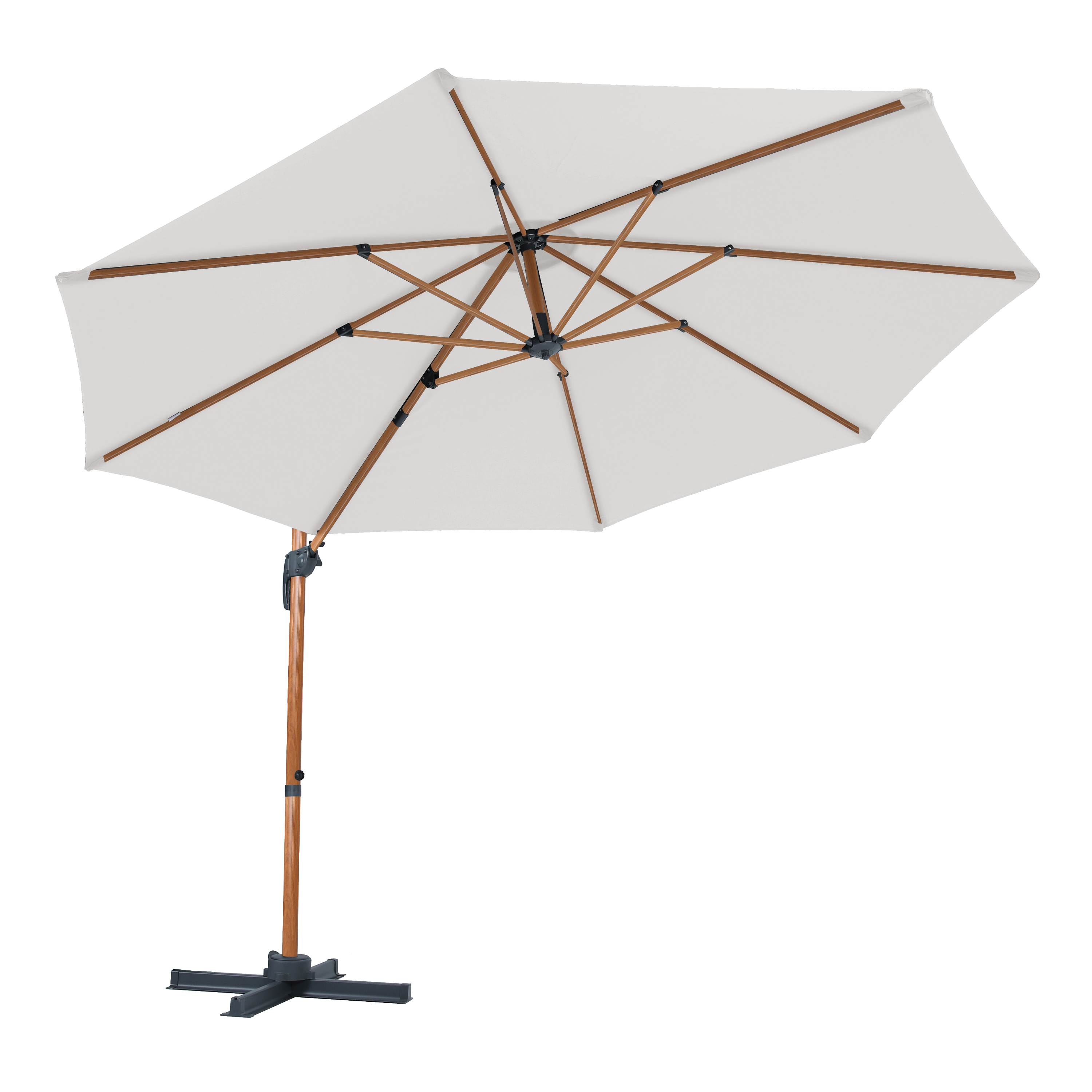 AXI Marisol Cantilever Parasol Ø 300cm Round - Wood-look/Beige
