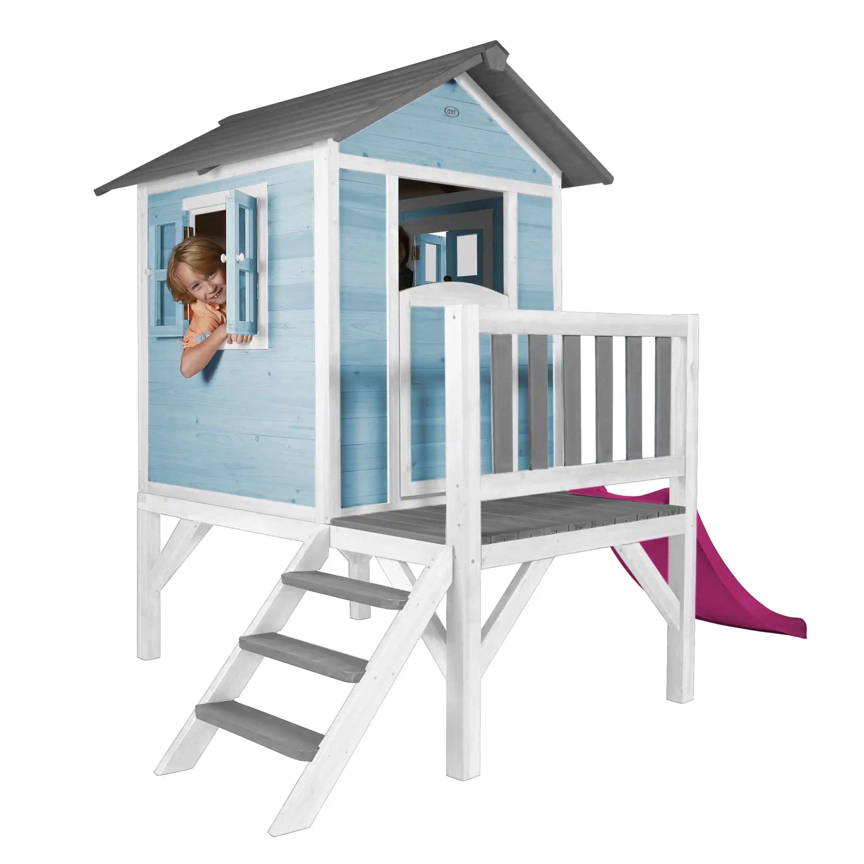 AXI Lodge XL Speelhuis Caribisch Blauw - Paarse Glijbaan