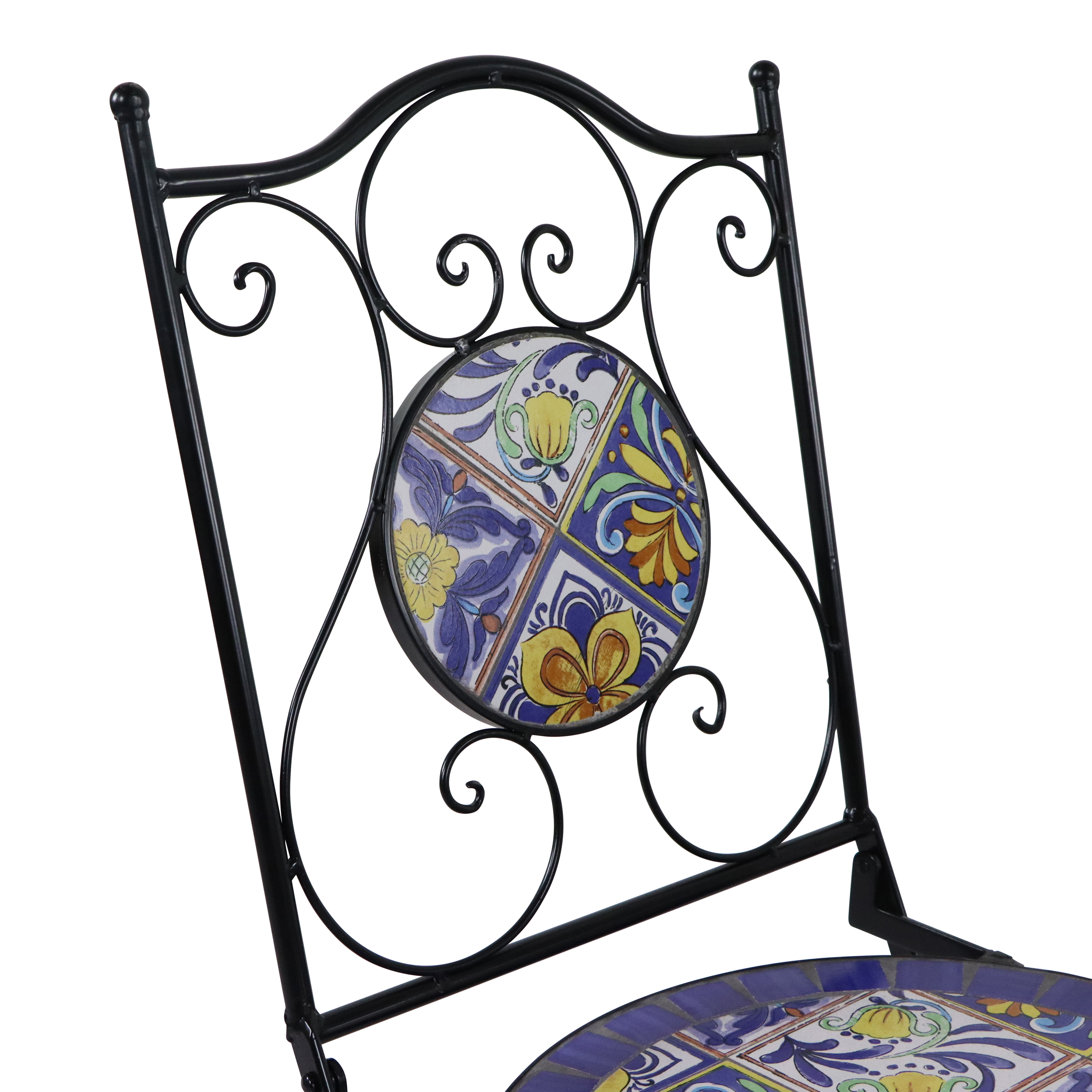 AXI Amélie Chaise Bistrot Mosaique Style Méditerranéen Bleu/Jaune