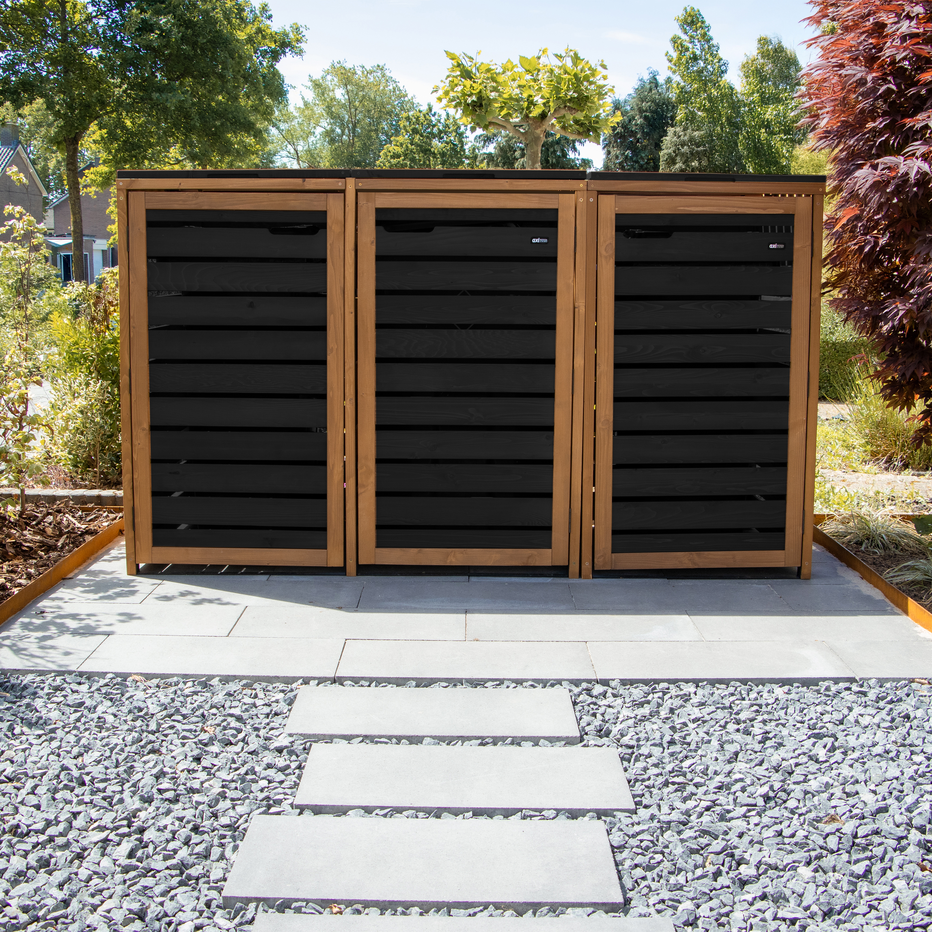 AXI Lex Wooden Bin Storage Black/Brown - 2 bins