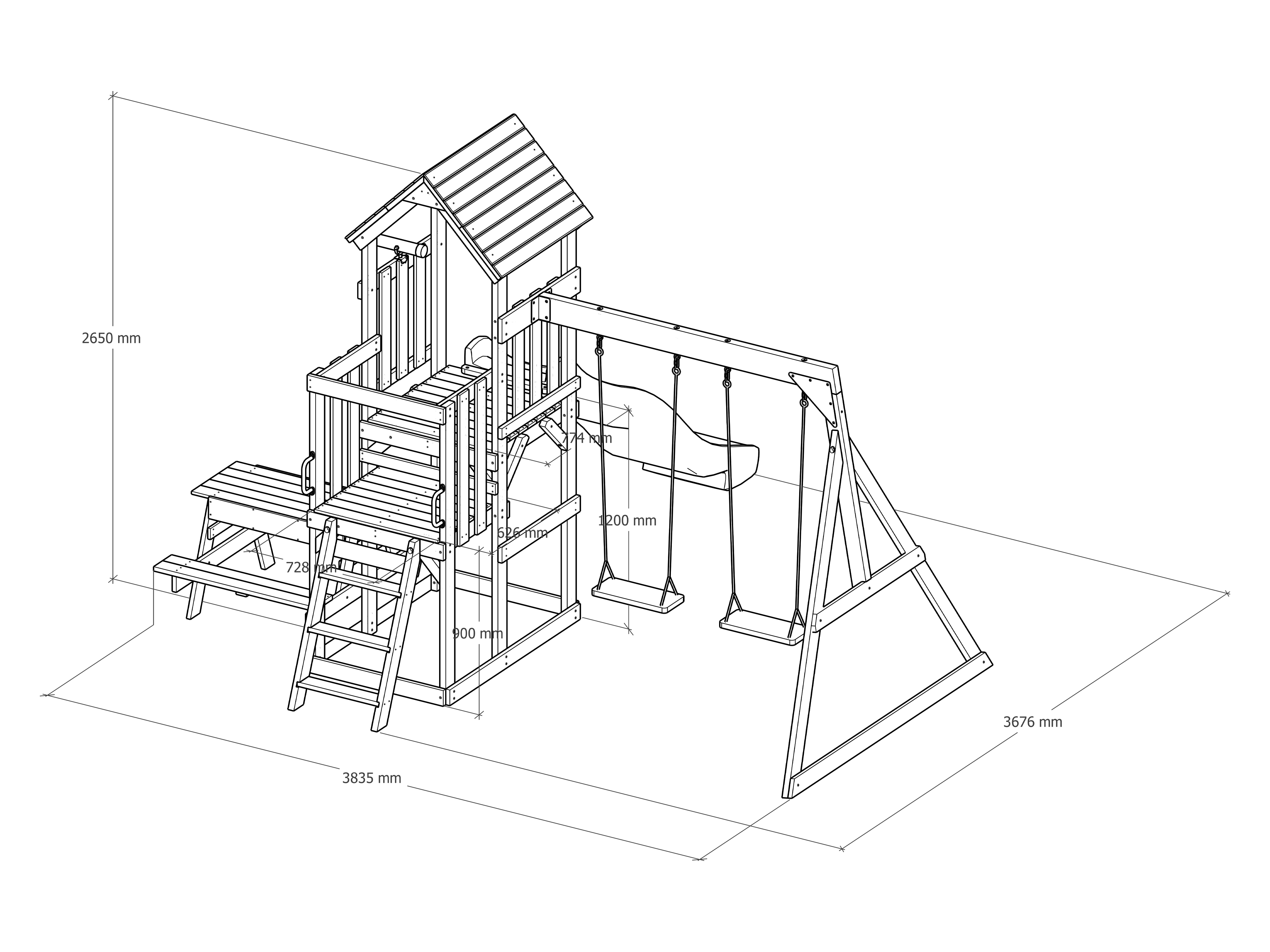 AXI Mette Playground with Double Swing Brown - Red Slide 