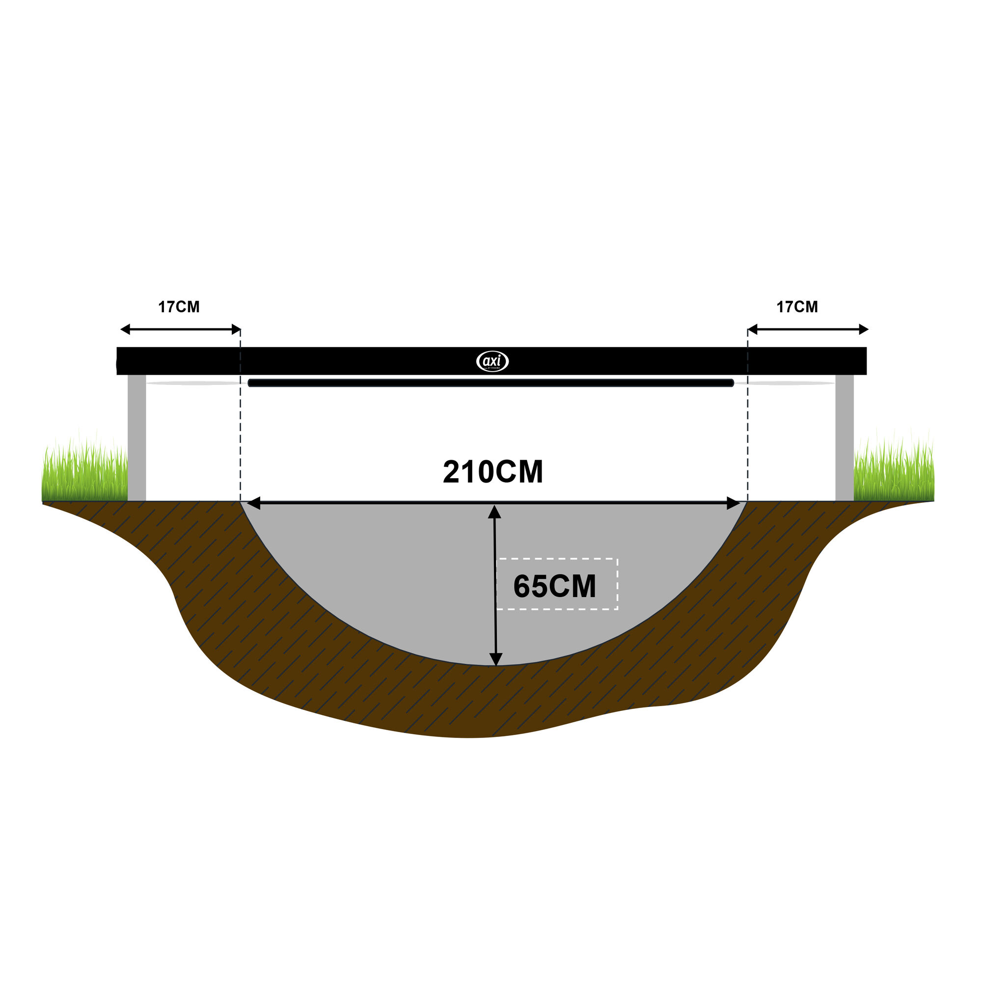 AXI Boston Trampoline rond avec filet 244 cm - Enterré et Hors sol - Noir