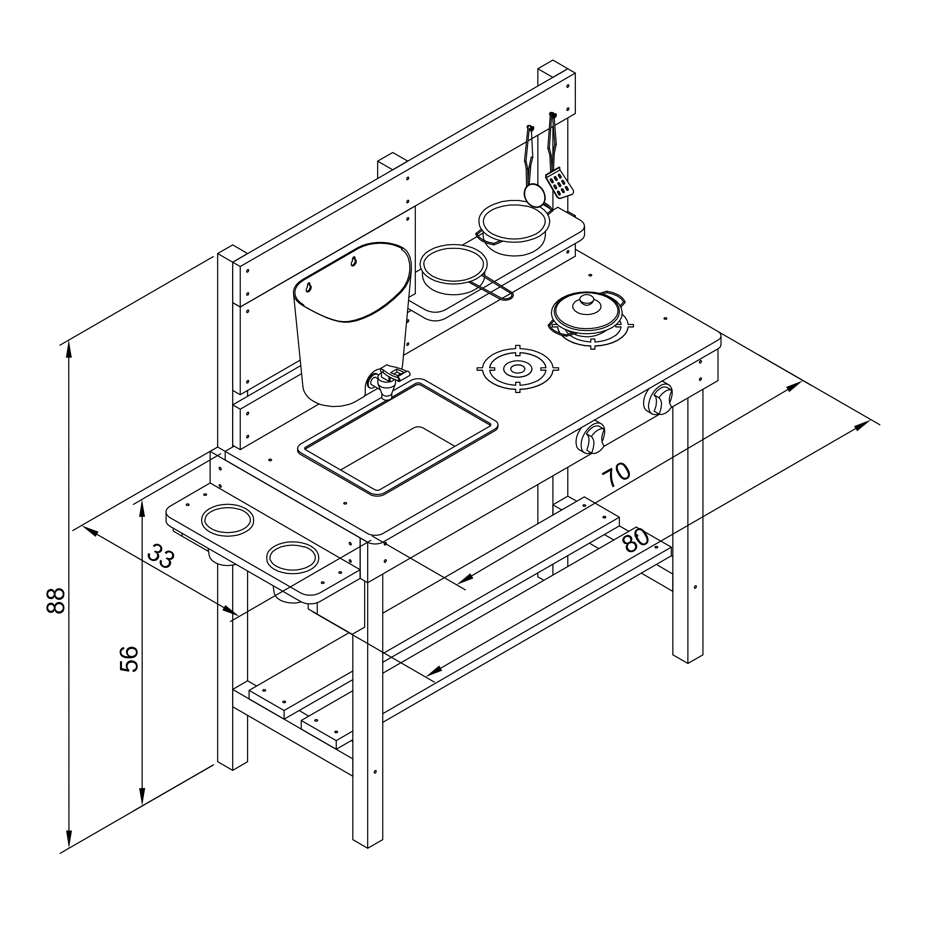 AXI Puck Table Sable et Eau – Cuisine en Bois Marron/Vert