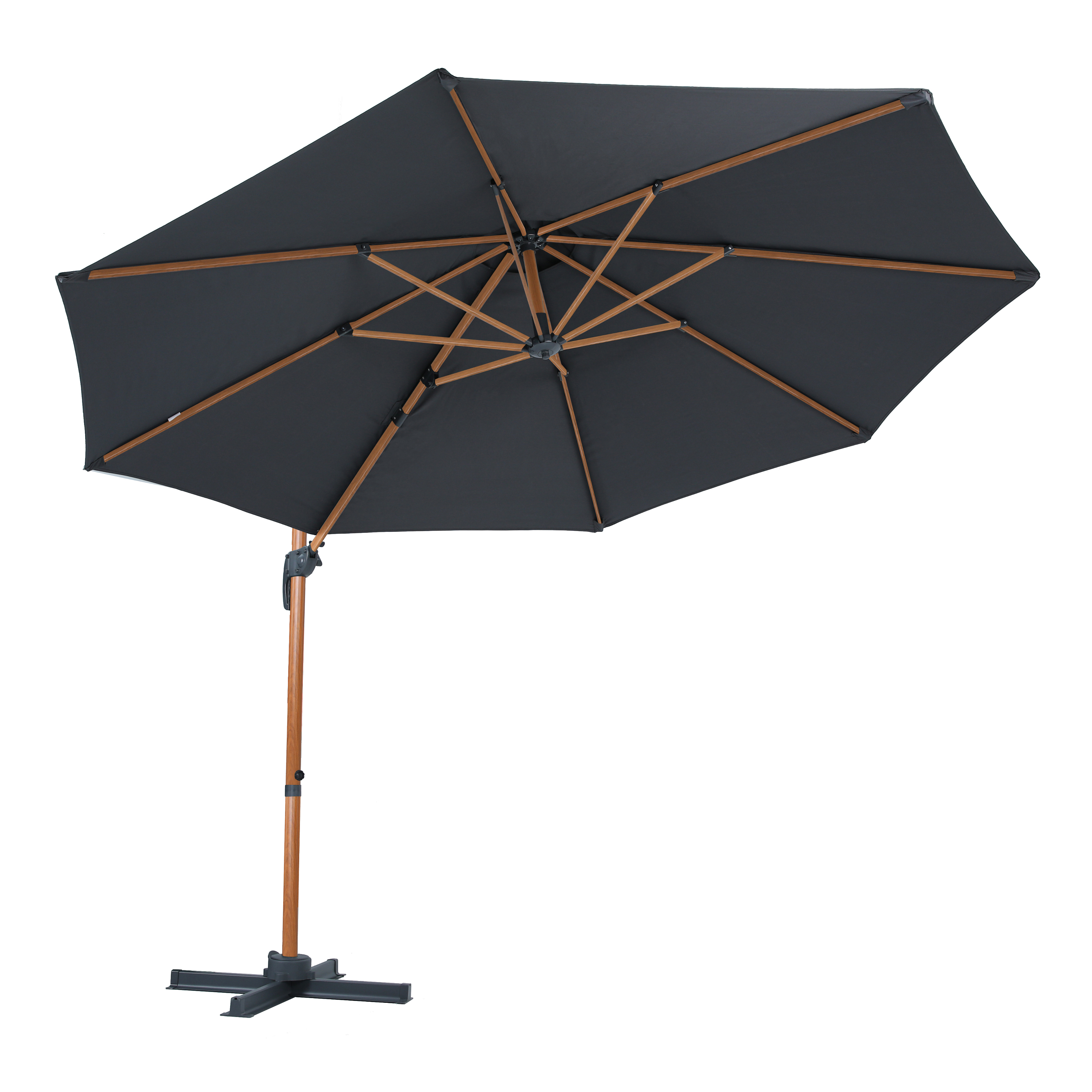 AXI Marisol Cantilever Parasol Ø 300cm Round - Wood-look/Grey