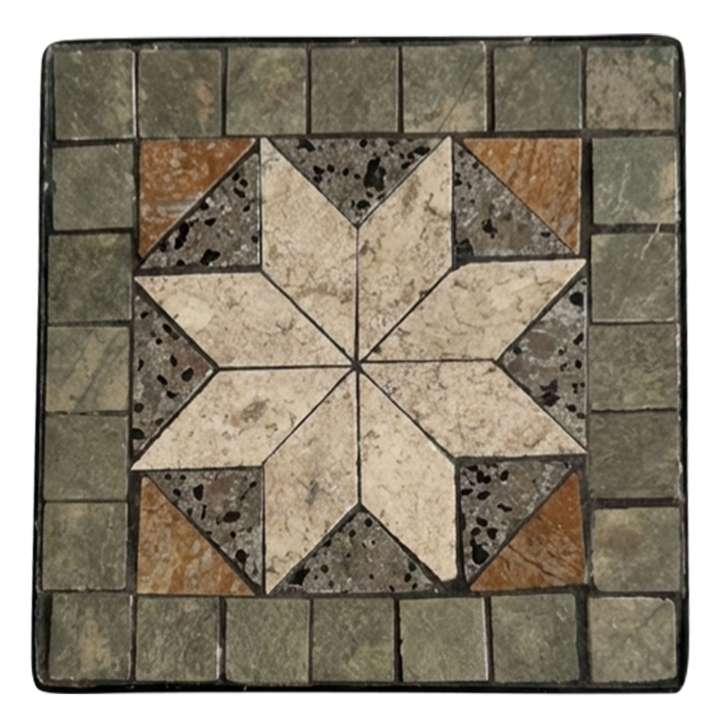 AXI Eline Mosaic Plant Table Square Star – Grey/Brown – Set of 3