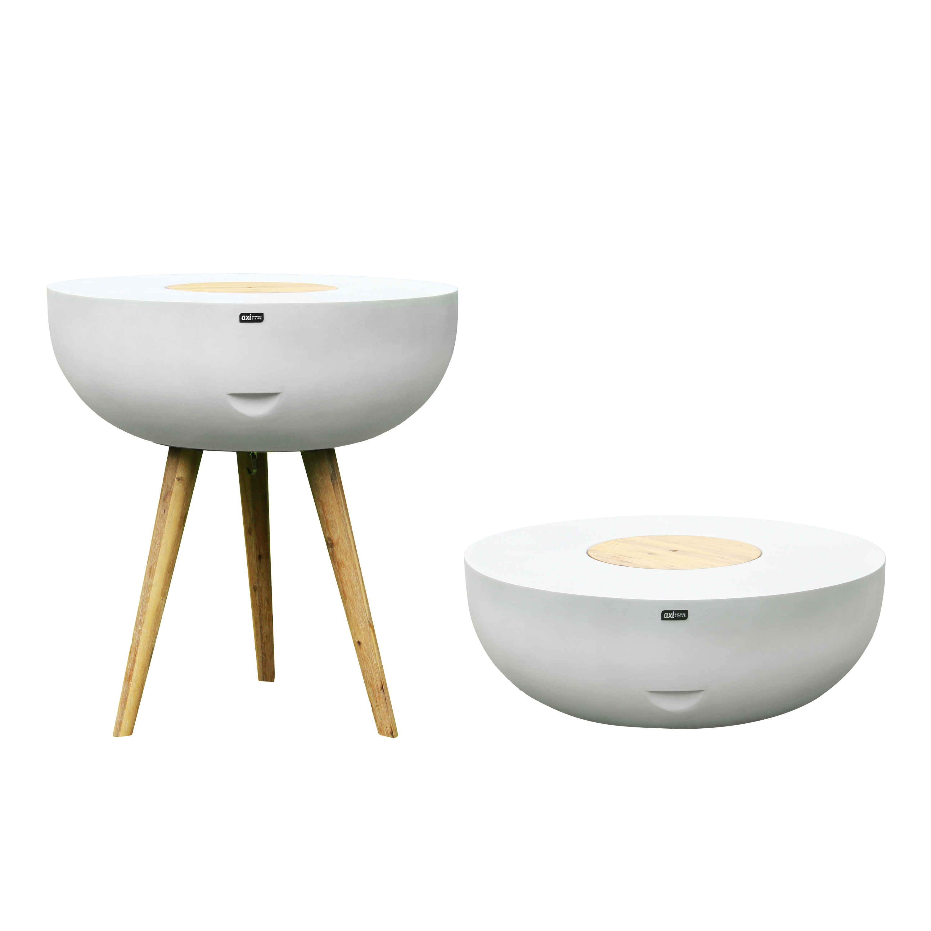 AXI Brandon 2-en-1 Mange debout/Glacière - Pierre calcaire/ Bois d'acacia