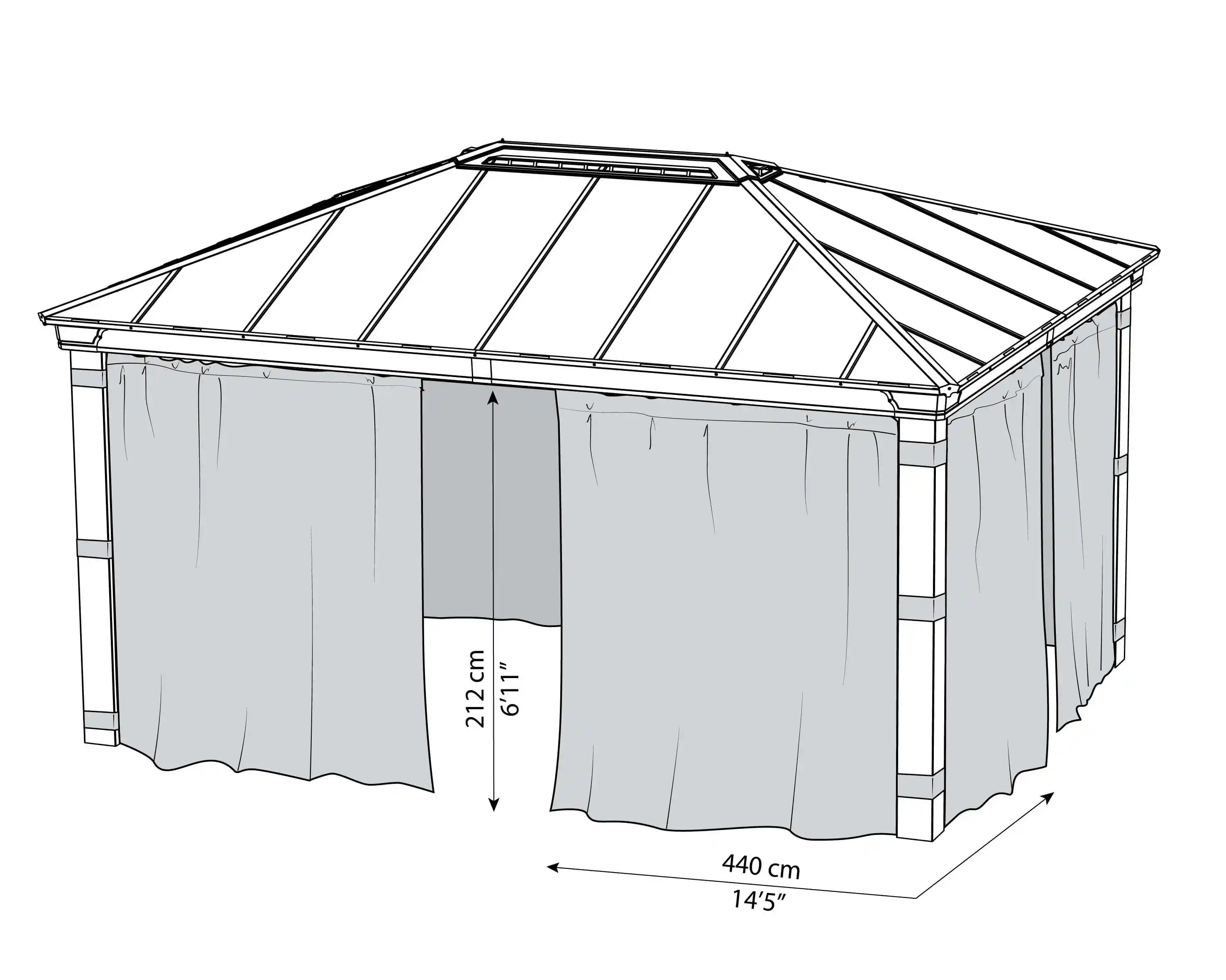 Canopia Rideaux Gris pour Tonnelle Dallas 500X360 cm