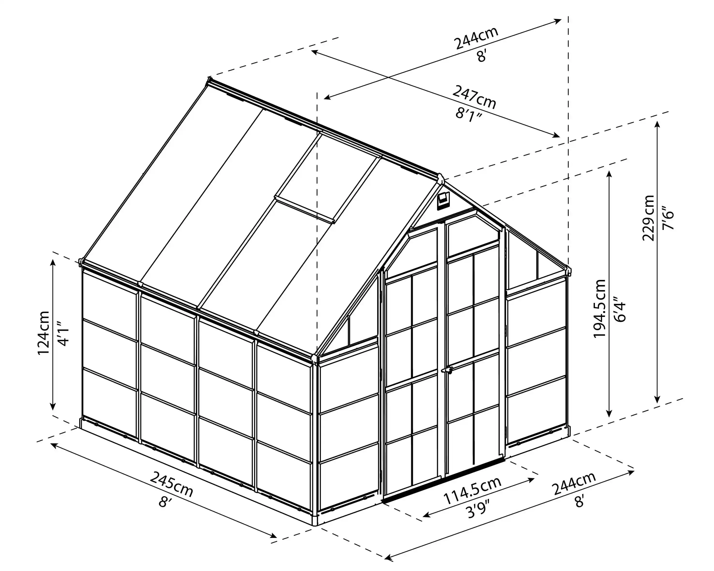 Canopia Balance 247X244x229 cm Serre de jardin Hybride Argent