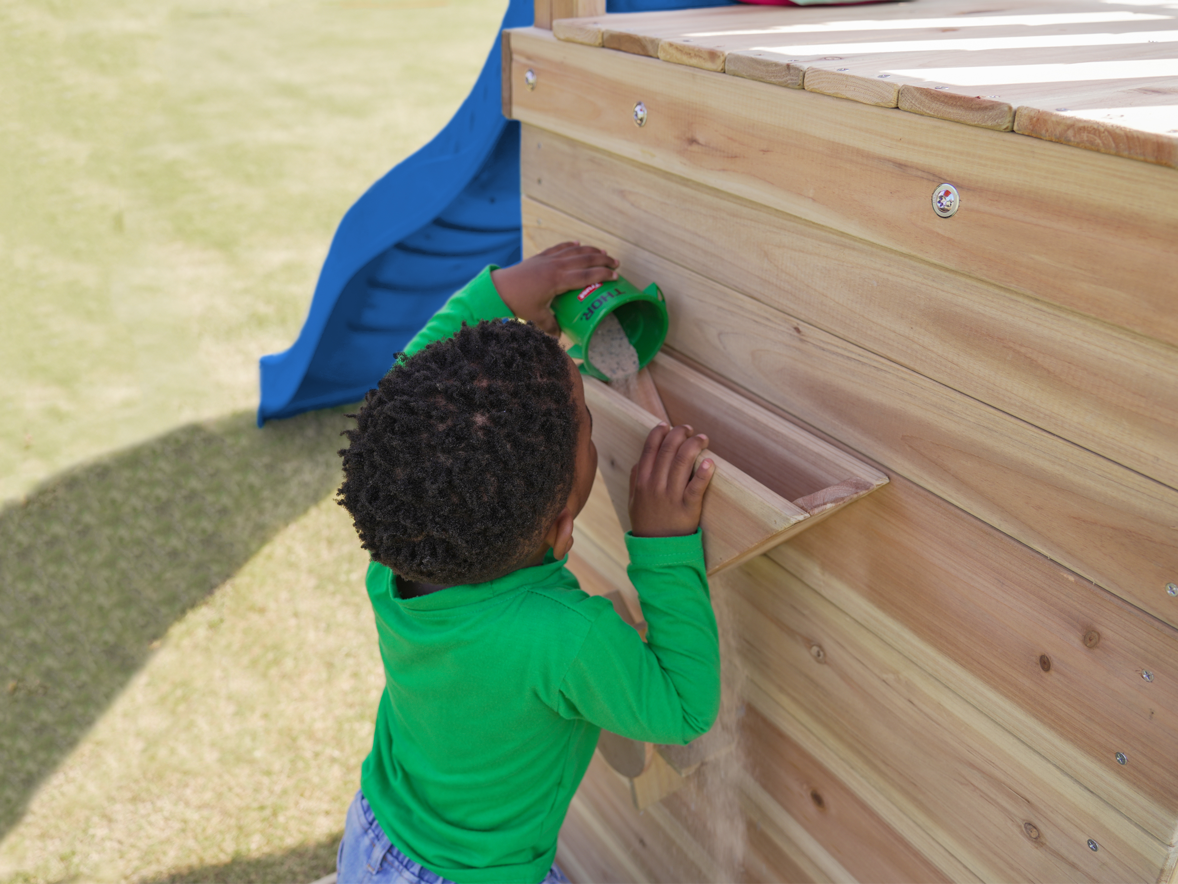 AXI Malik Climbing Frame with Double Swing Set - Blue Slide