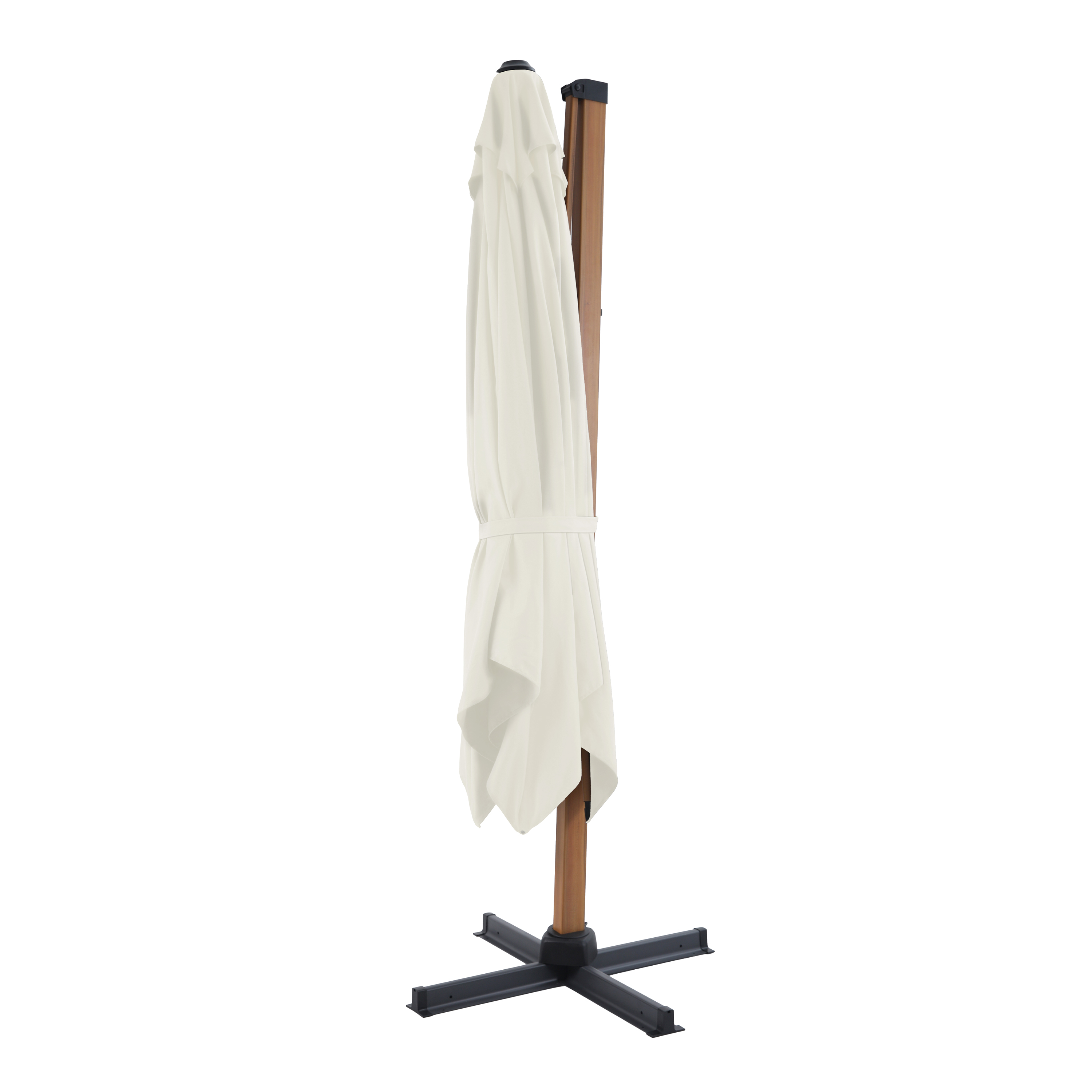 AXI Apollo Premium Parasol déporté 300x300cm aspect Bois/Beige