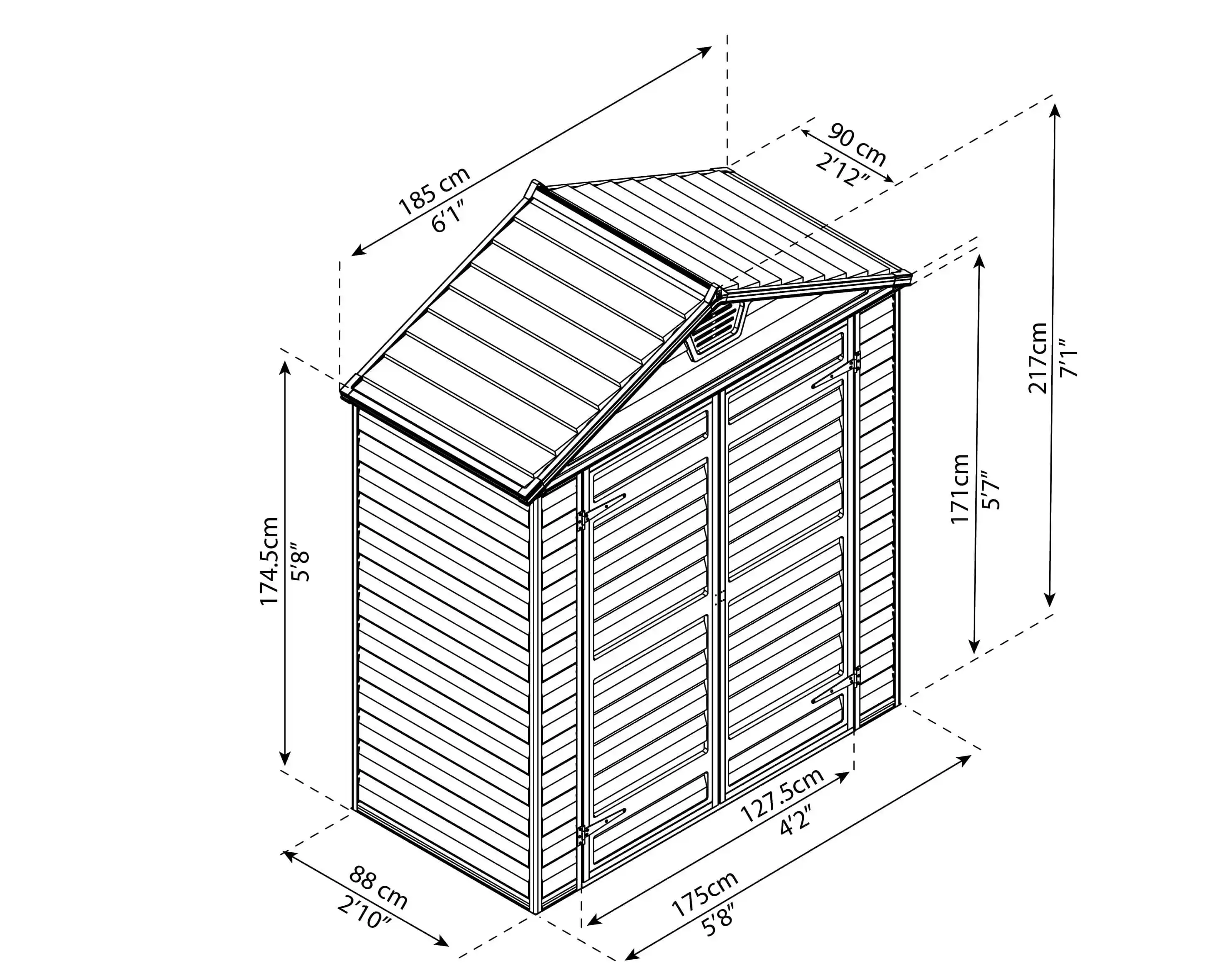 Canopia Skylight 90X185X217 cm Openlucht schuur voor tuin Amber