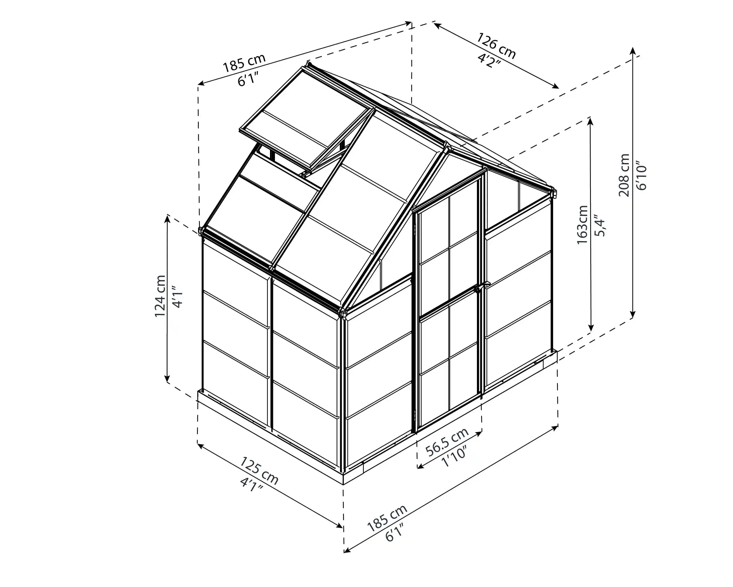 Canopia Harmony 126X185X208 cm Serre de jardin Agrent transparente