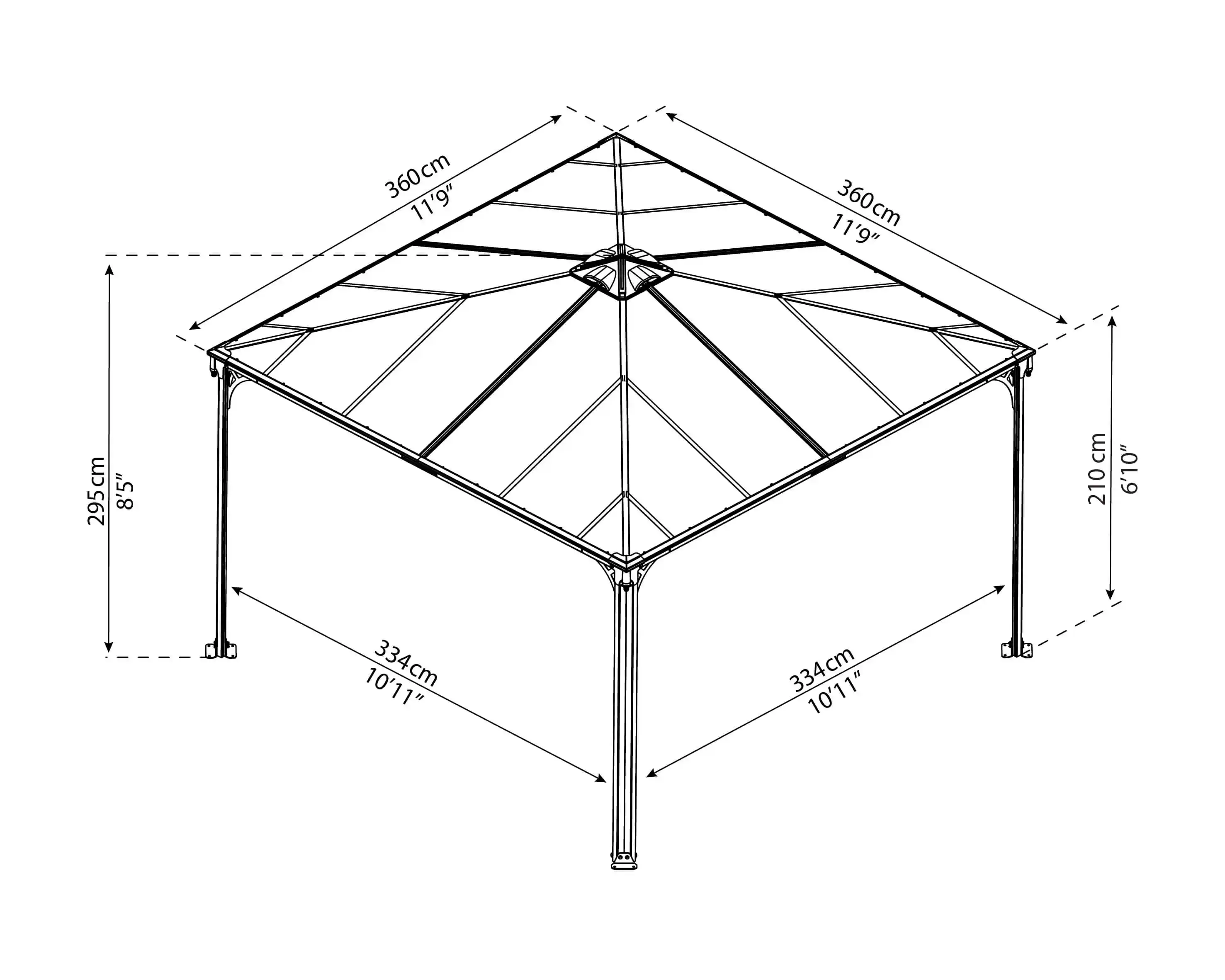 Canopia Palermo 360X360 cm tuinpaviljoen Donkergrijs Brons-7290103123604 Canopia Palermo 360X360 cm tuinpaviljoen Donkergrijs Brons