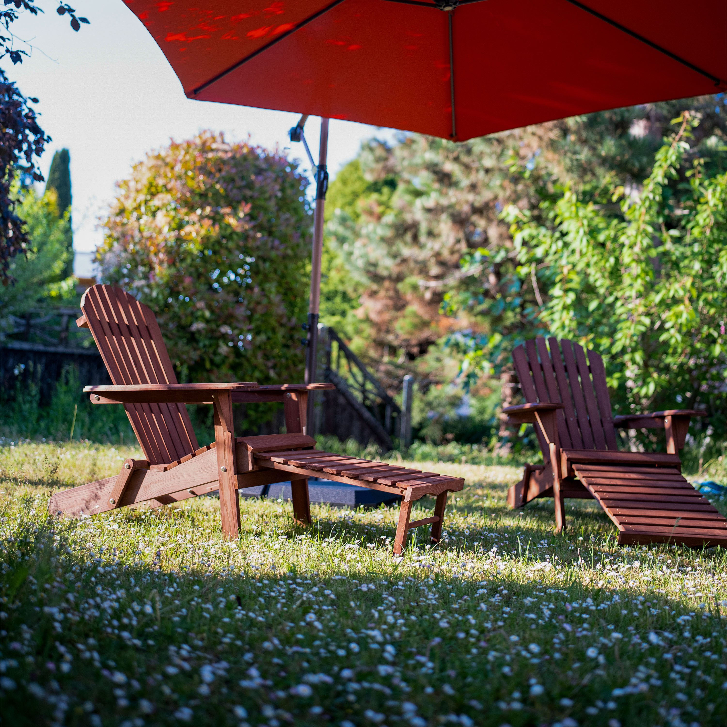 AXI Alexa Folding Adirondack Chair with Footrest Coffee Brown