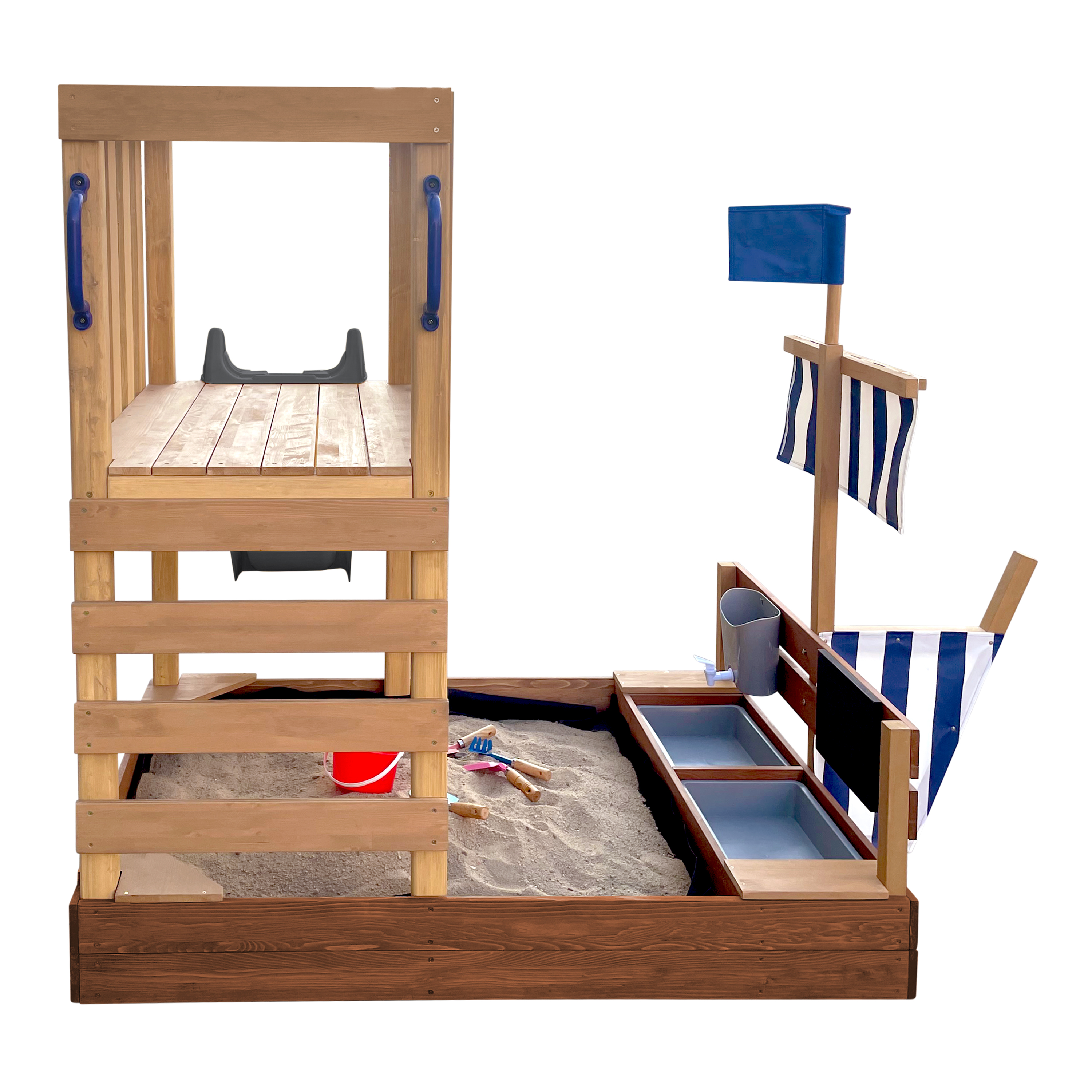 AXI Vicky Climbing Frame with Sandbox. Play Kitchen & Chalkboard – Grey Slide